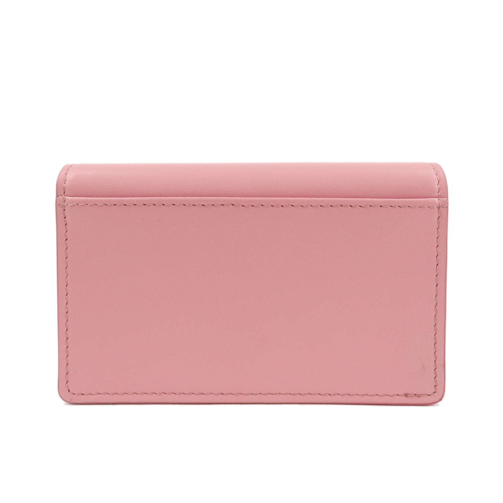 MIU MIU Leather Ribbon Bifold Card Case Pink Gray 5MBC011 Used