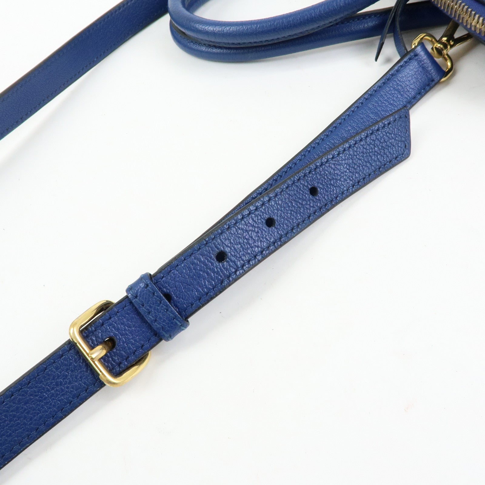 MIU MIU Madras Leather 2Way Bag Hand Bag Shoulder Bag Blue RL0097