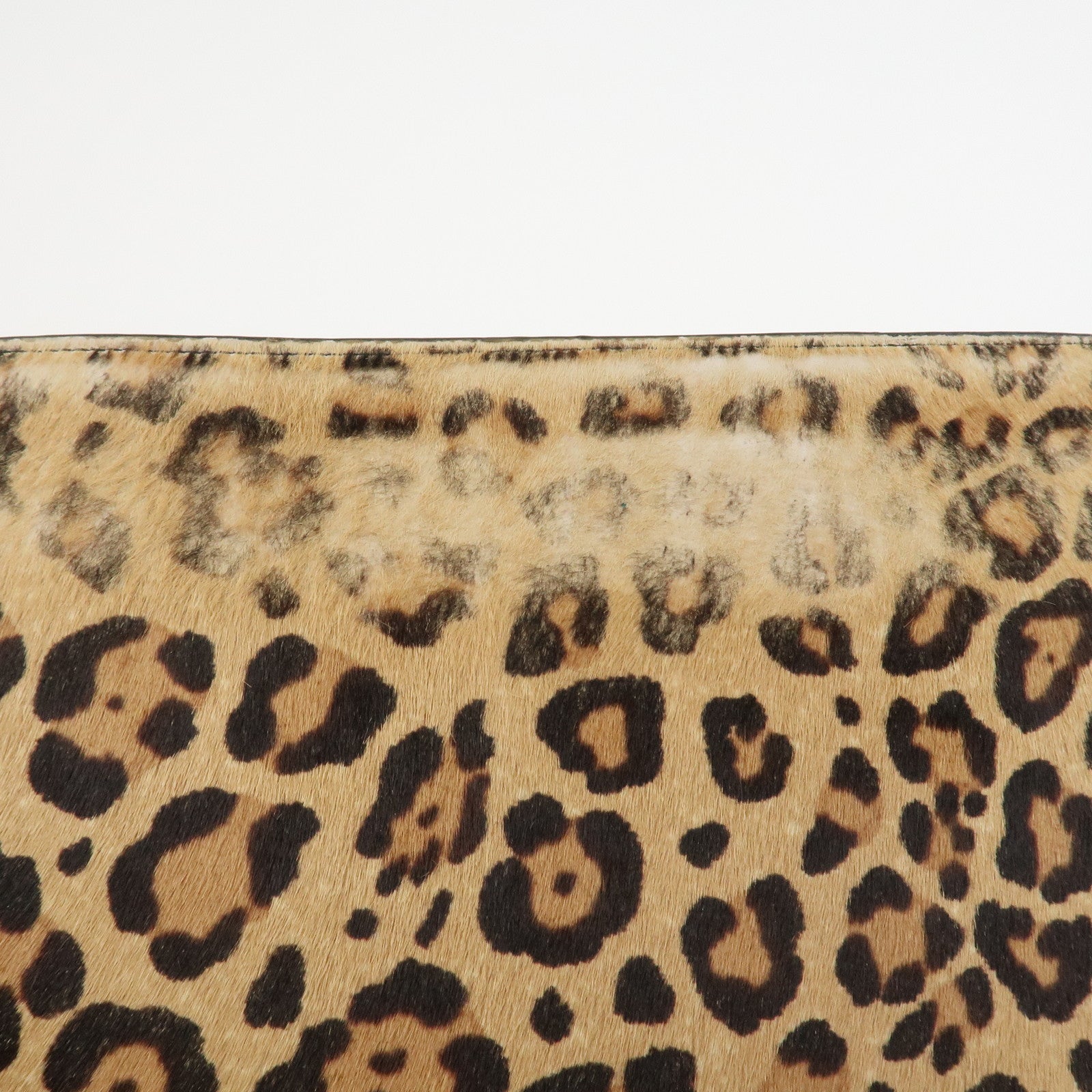 LOEWE Anagram Logo Unborn Calf Leather Clutch Bag Pouch Leopard