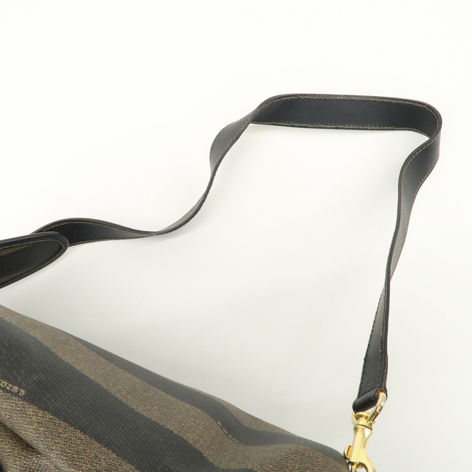 FENDI PVC Canvas Leather Back Pack Body Bag Black Brown 14559