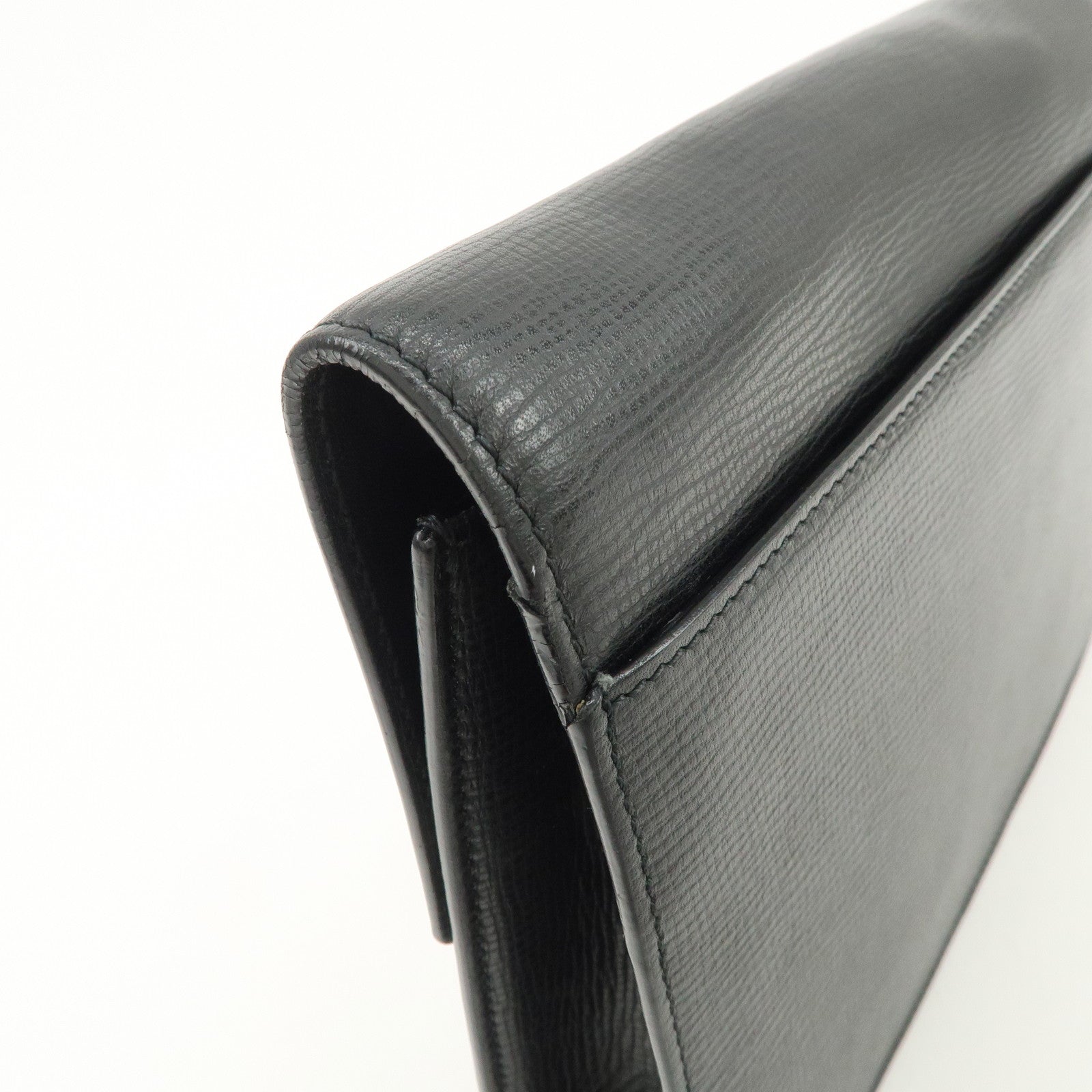 LOEWE Logo Leather Clutch Bag Black Silver Hardware