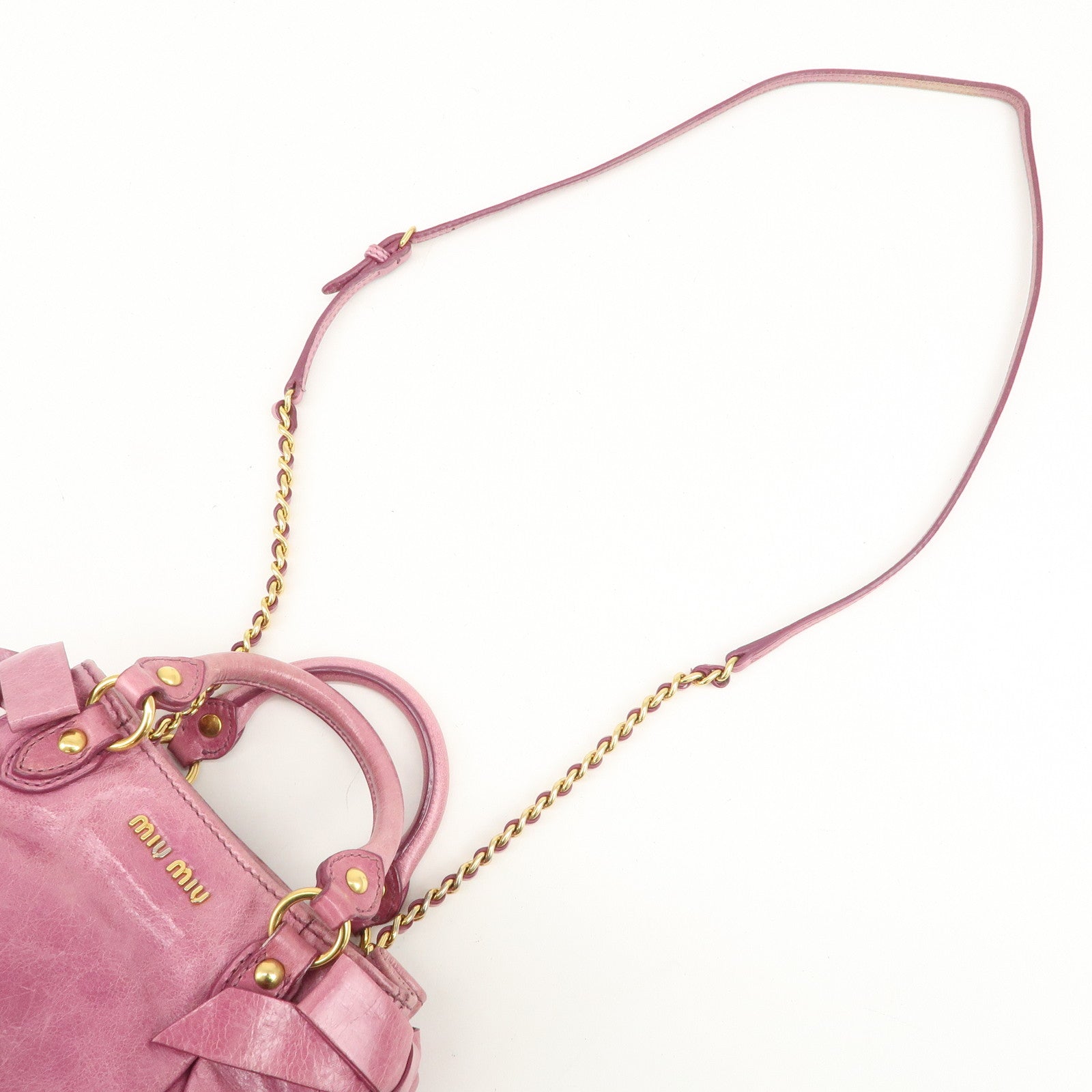 MIU MIU Leather Side Ribbon 2Way Bag Hand Bag Shoulder Bag