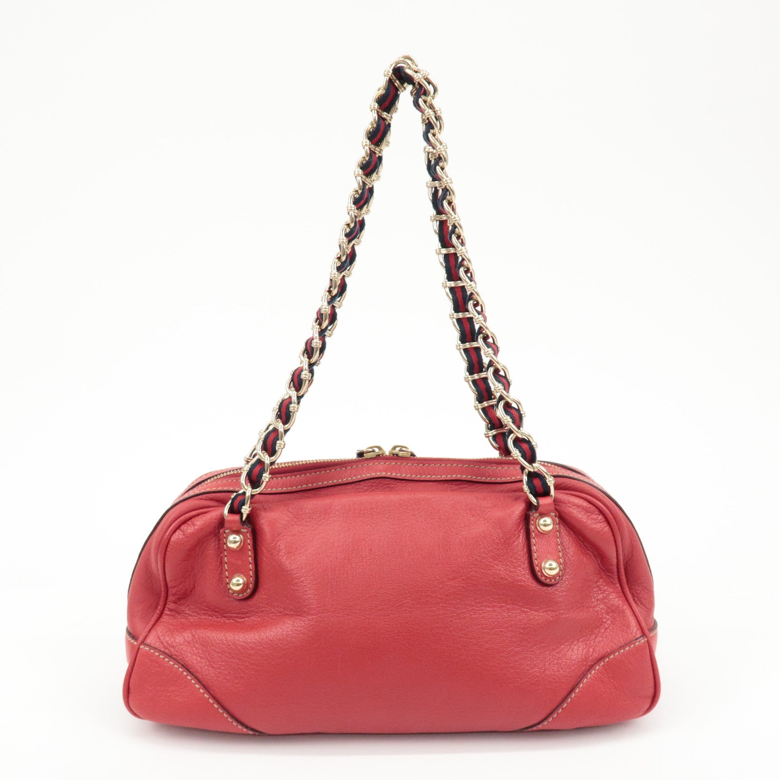 GUCCI Sherry Leather Chain Shoulder Bag Red 152462 Used