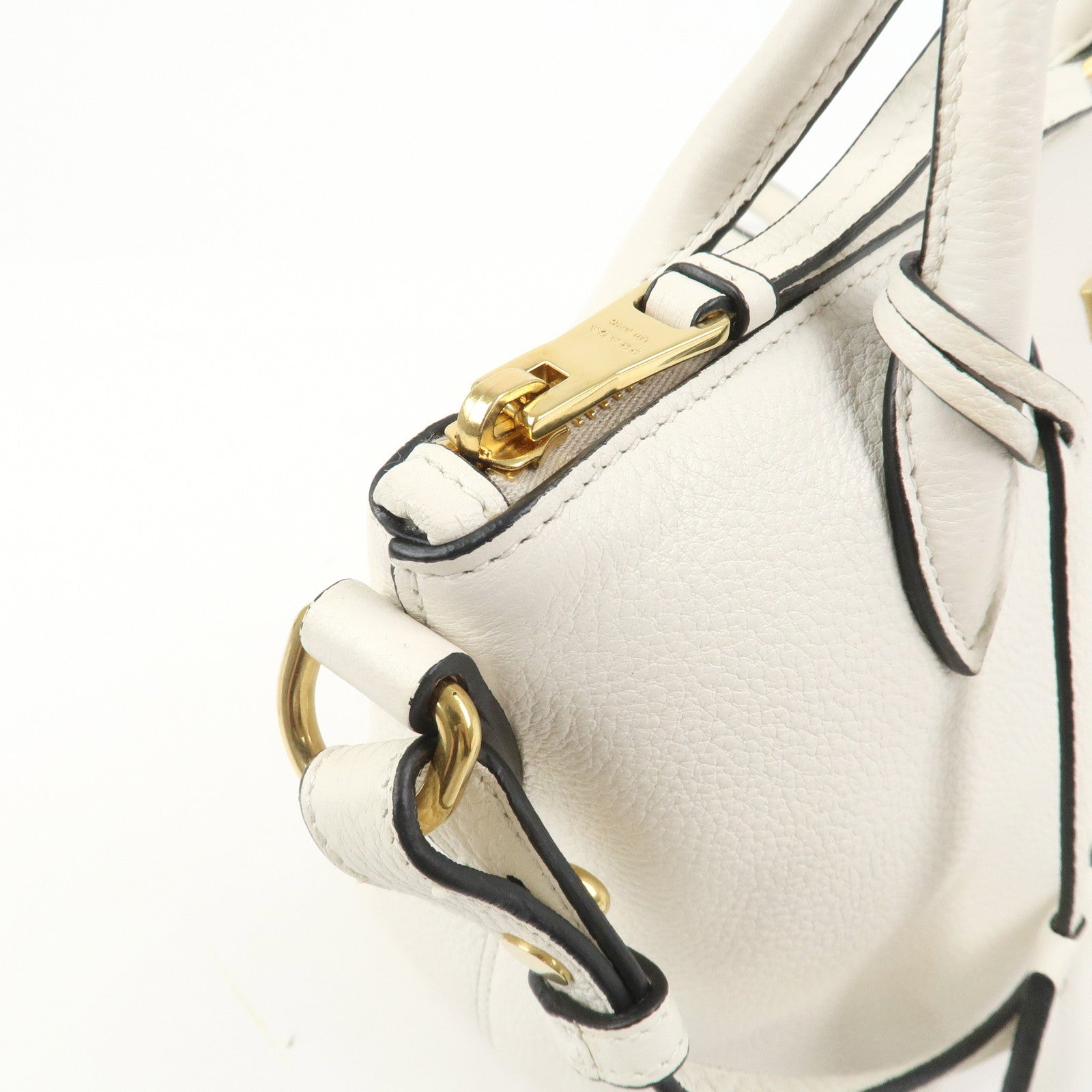PRADA Vitello Daino Leather 2Way Bag Hand Shoulder Bag White 1BA111