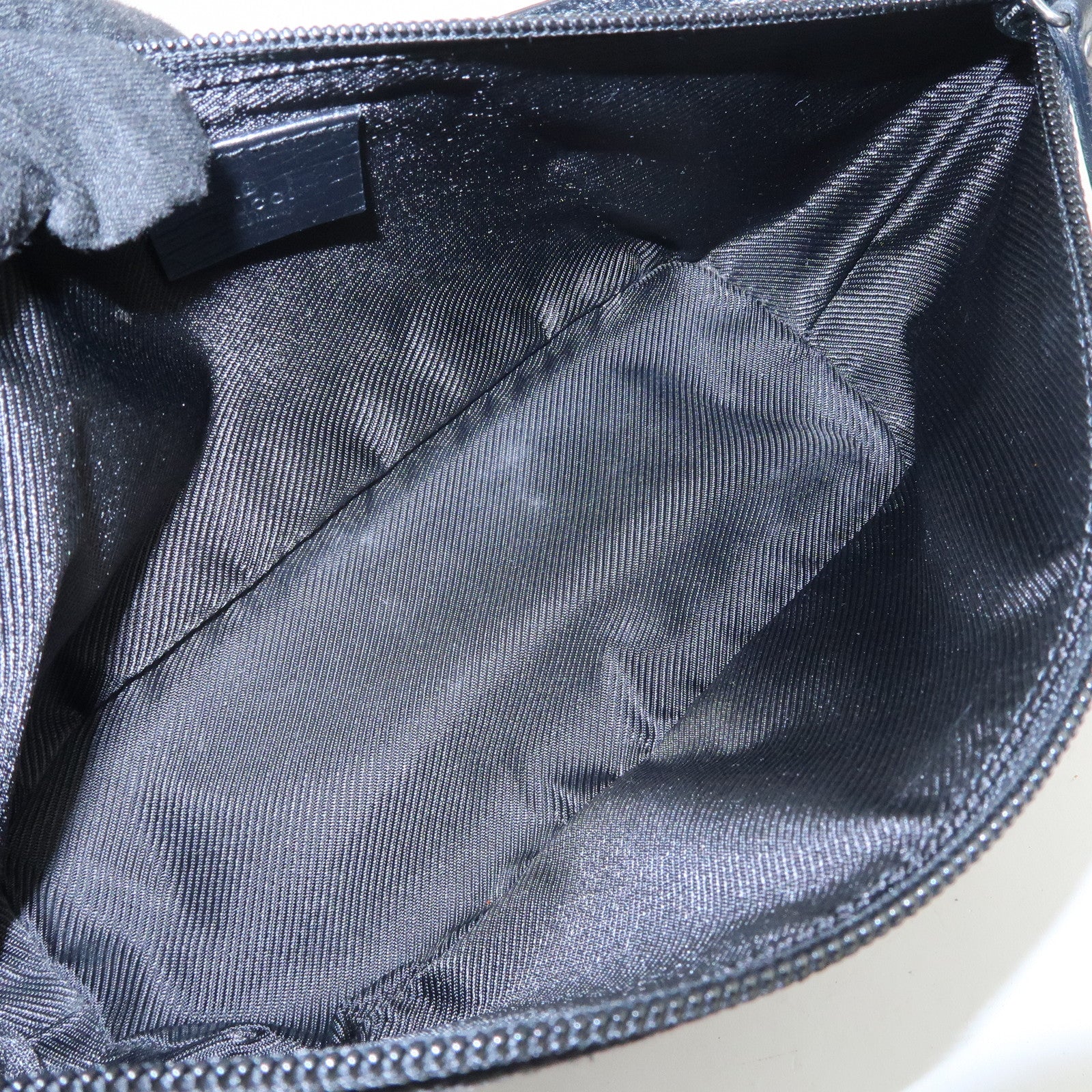 GUCCI Boat Bag GG Monogram Canvas Leather Hand Bag Black 07198