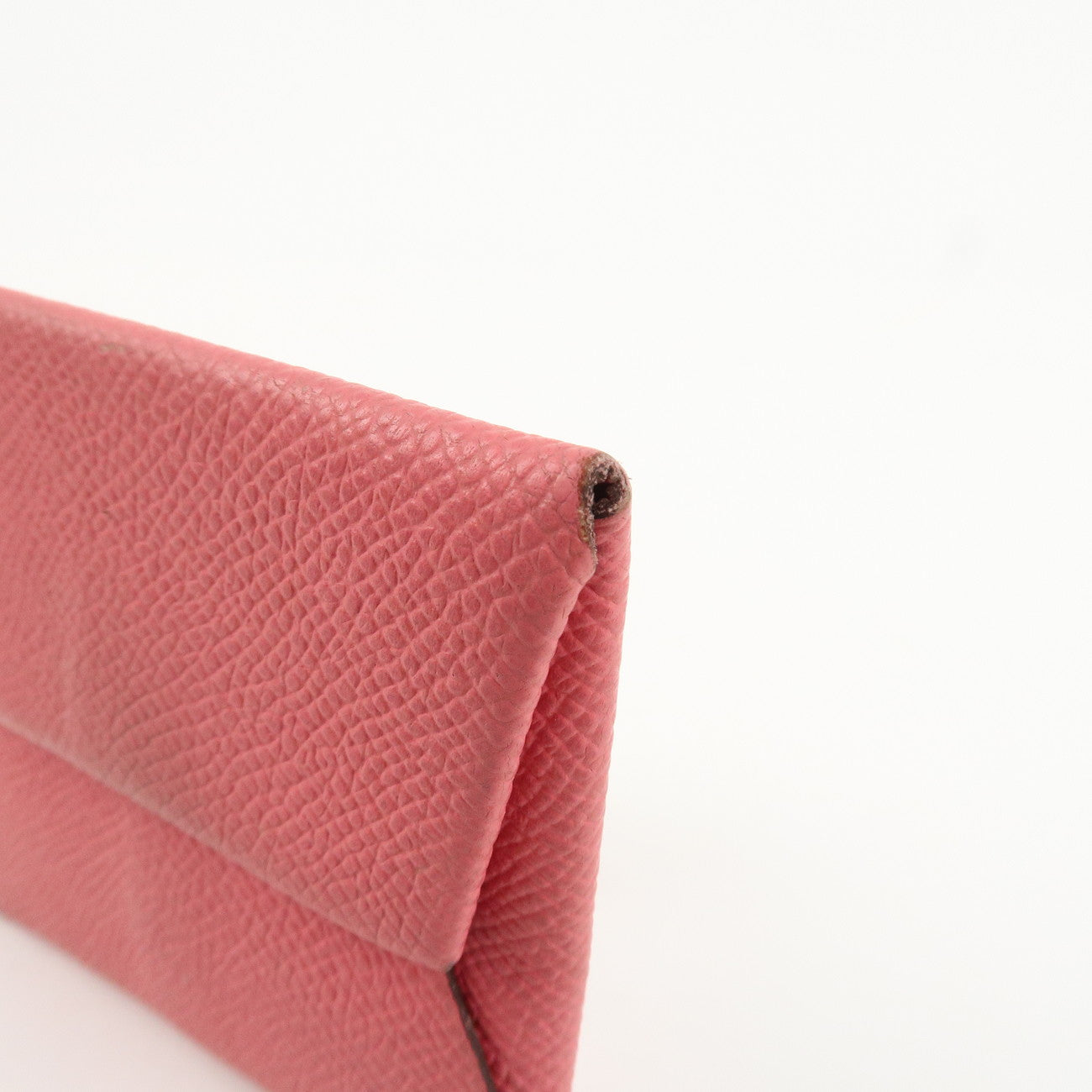 HERMES Bastia Epsom Leather Coin Case A Stamped Rose Azalee Used
