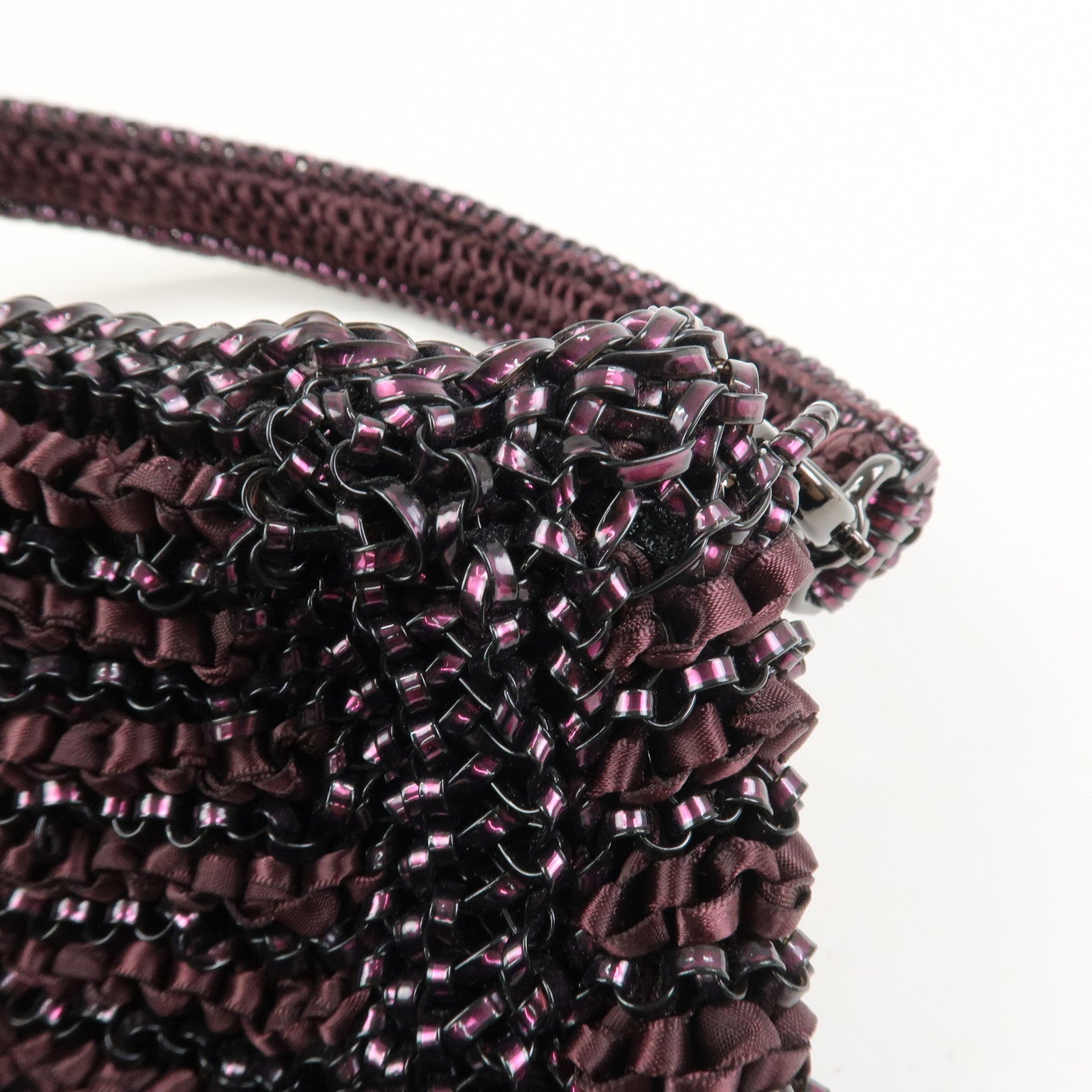 ANTEPRIMA Wire Bag PVC Hand Bag Shoulder Bag Ribbon Black Pink