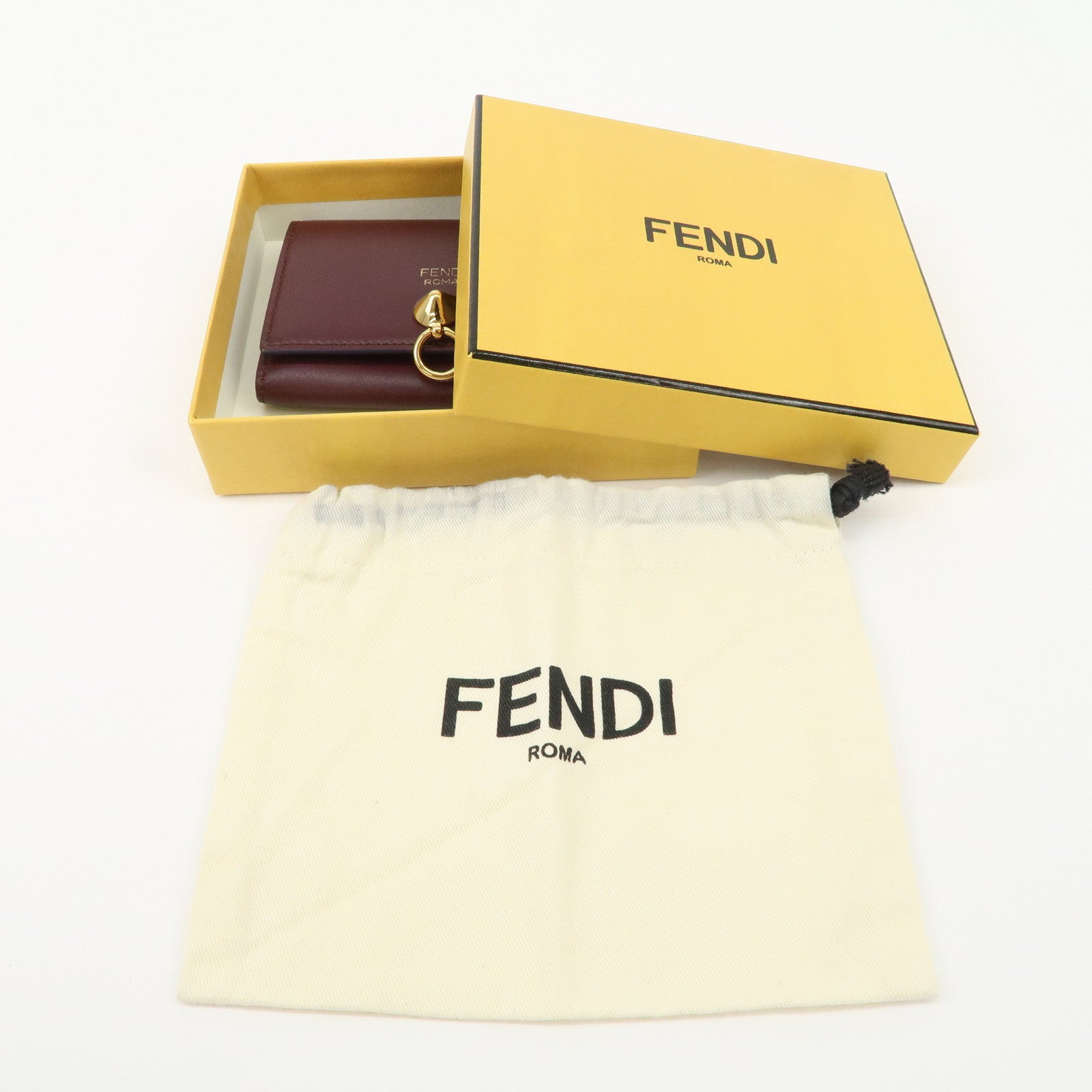FENDI By The Way Leather Card Case Bordeaux 3M0217