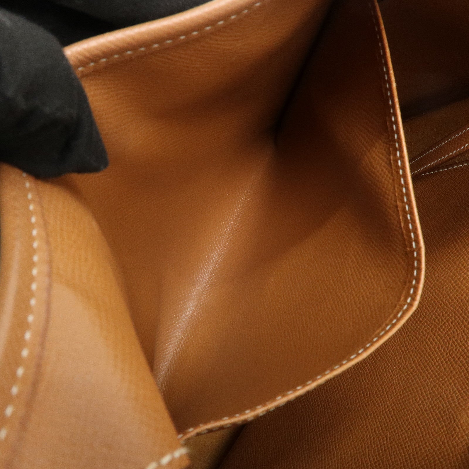 HERMES Saco Leather Shoulder Bag B Stamped Brown Gold HDW