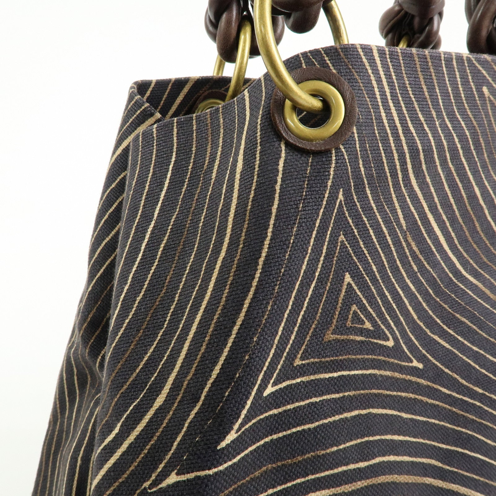 BOTTEGA VENETA Canvas Leather Tote Bag Hand Bag Brown