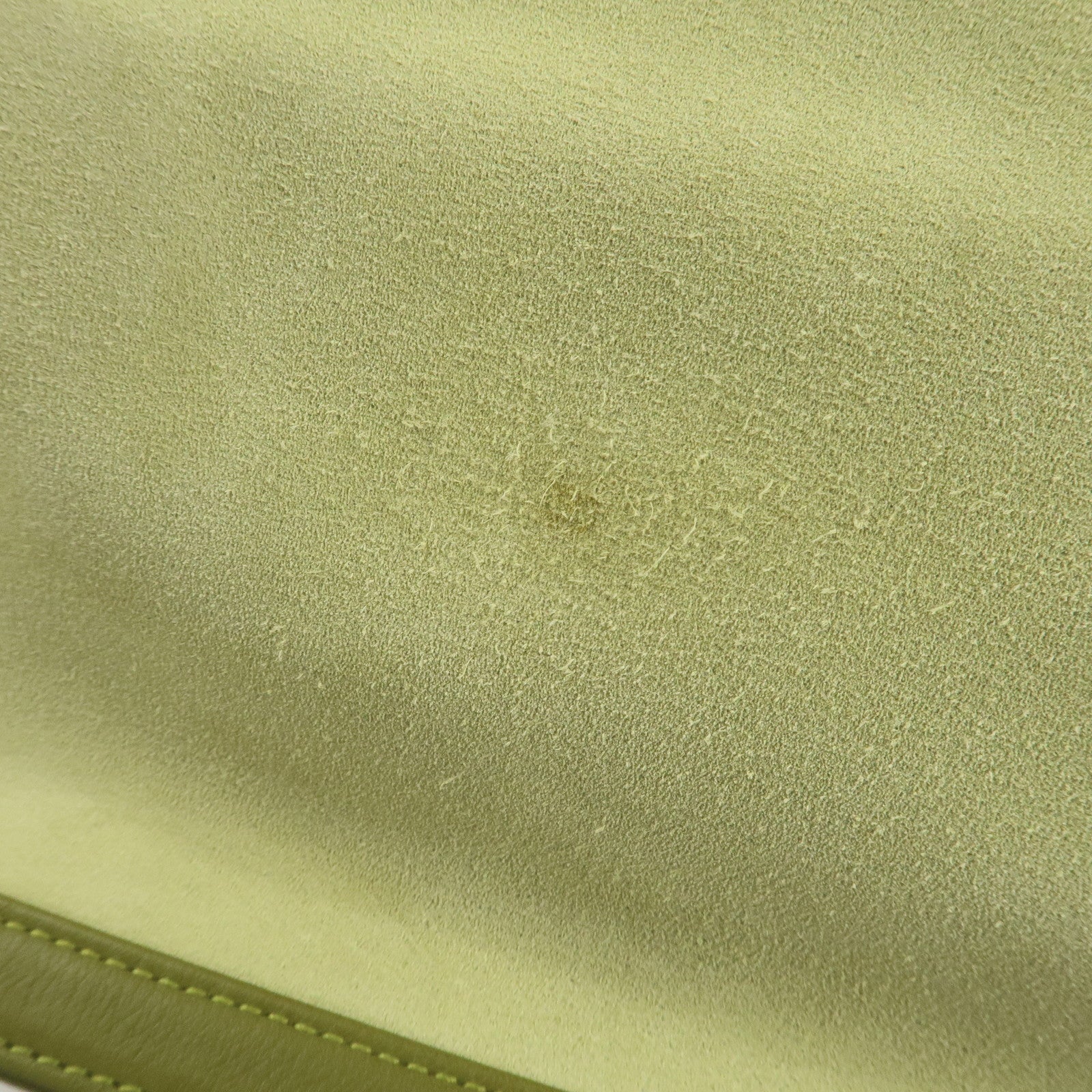 LOEWE Anagram Leather Suede Shoulder Bag Green Silver HDW Used