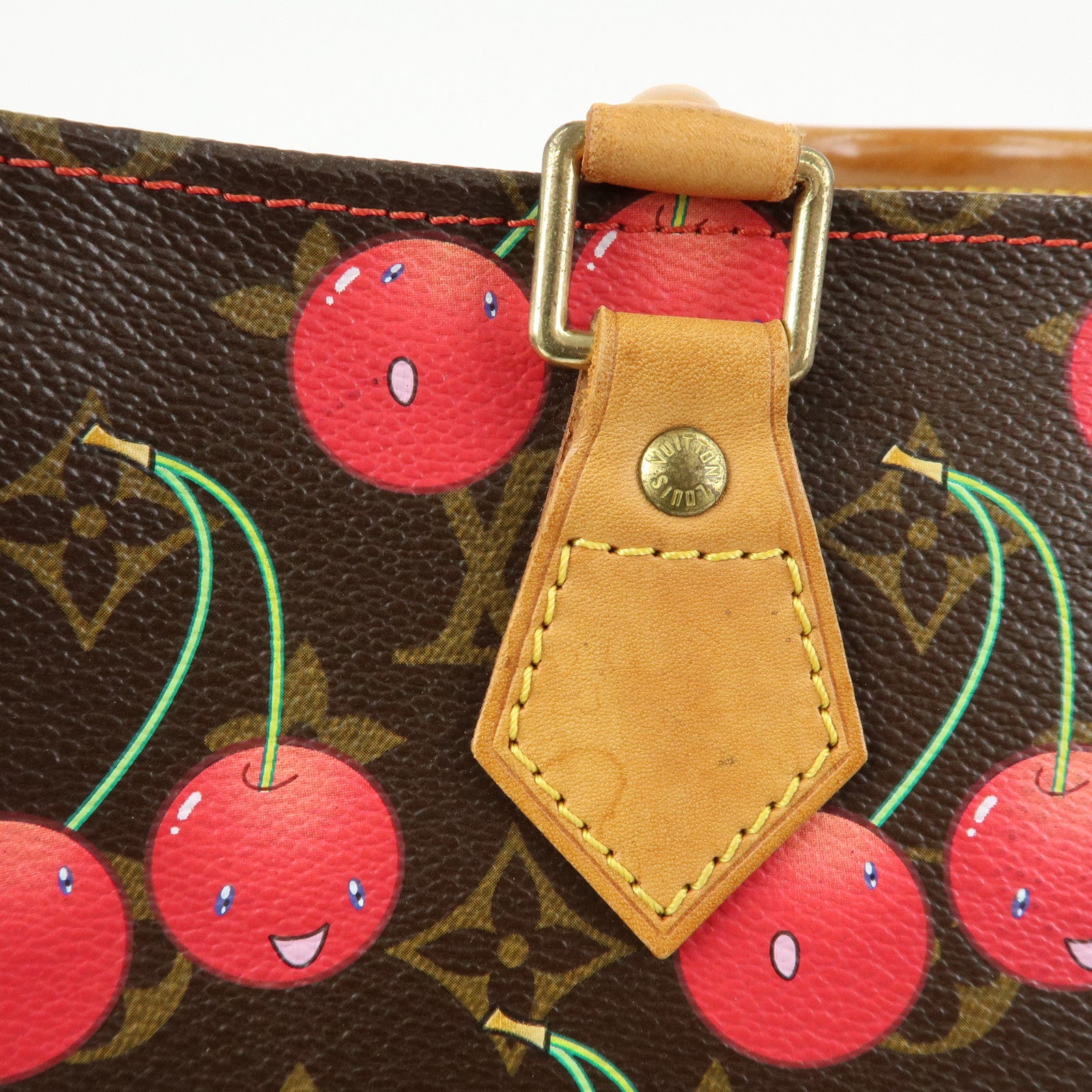 Louis Vuitton Monogram Cherry Sac Plat Tote Bag Brown Cherry M95010