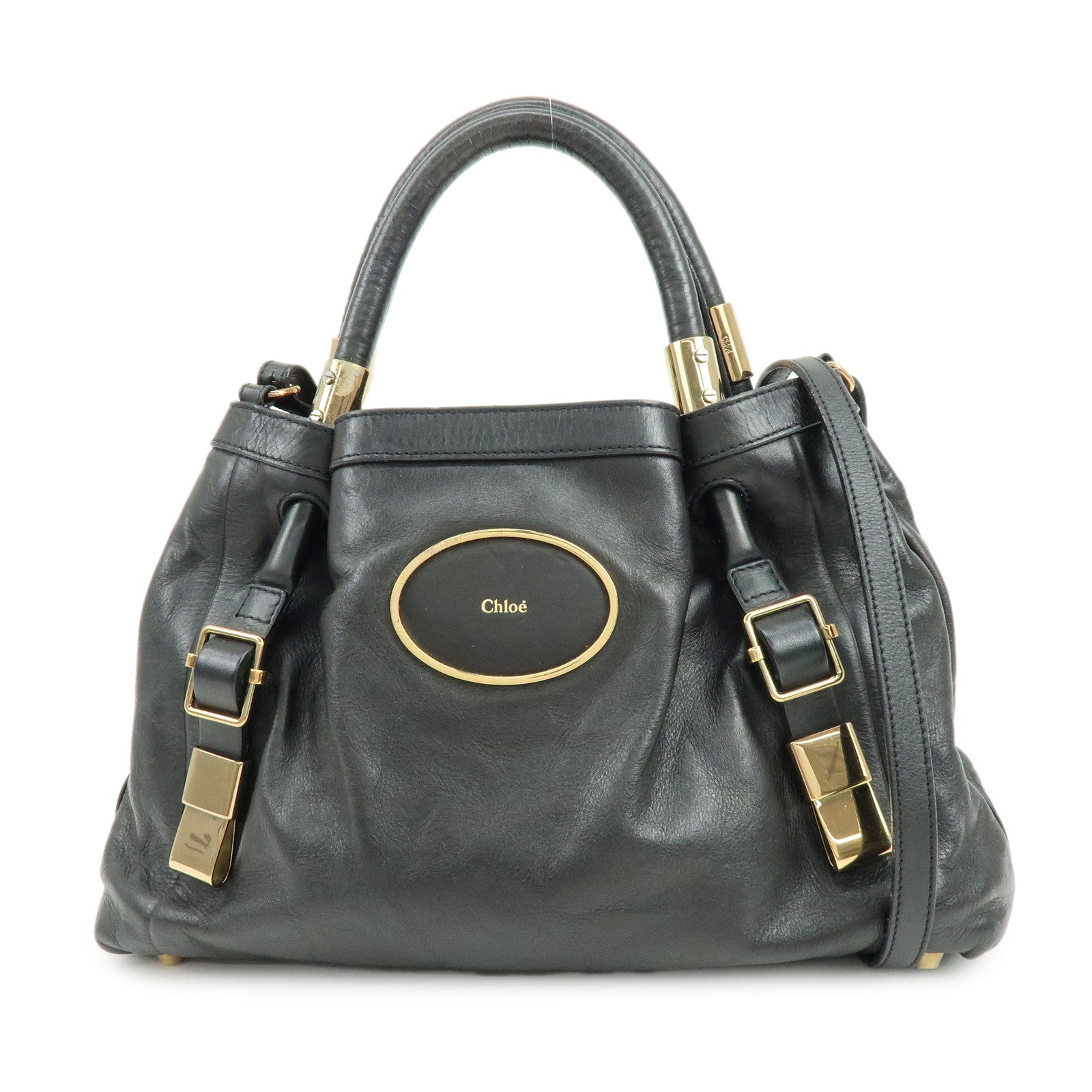 Chloe Victoria Leather 2Way Bag Shoulder Bag Black
