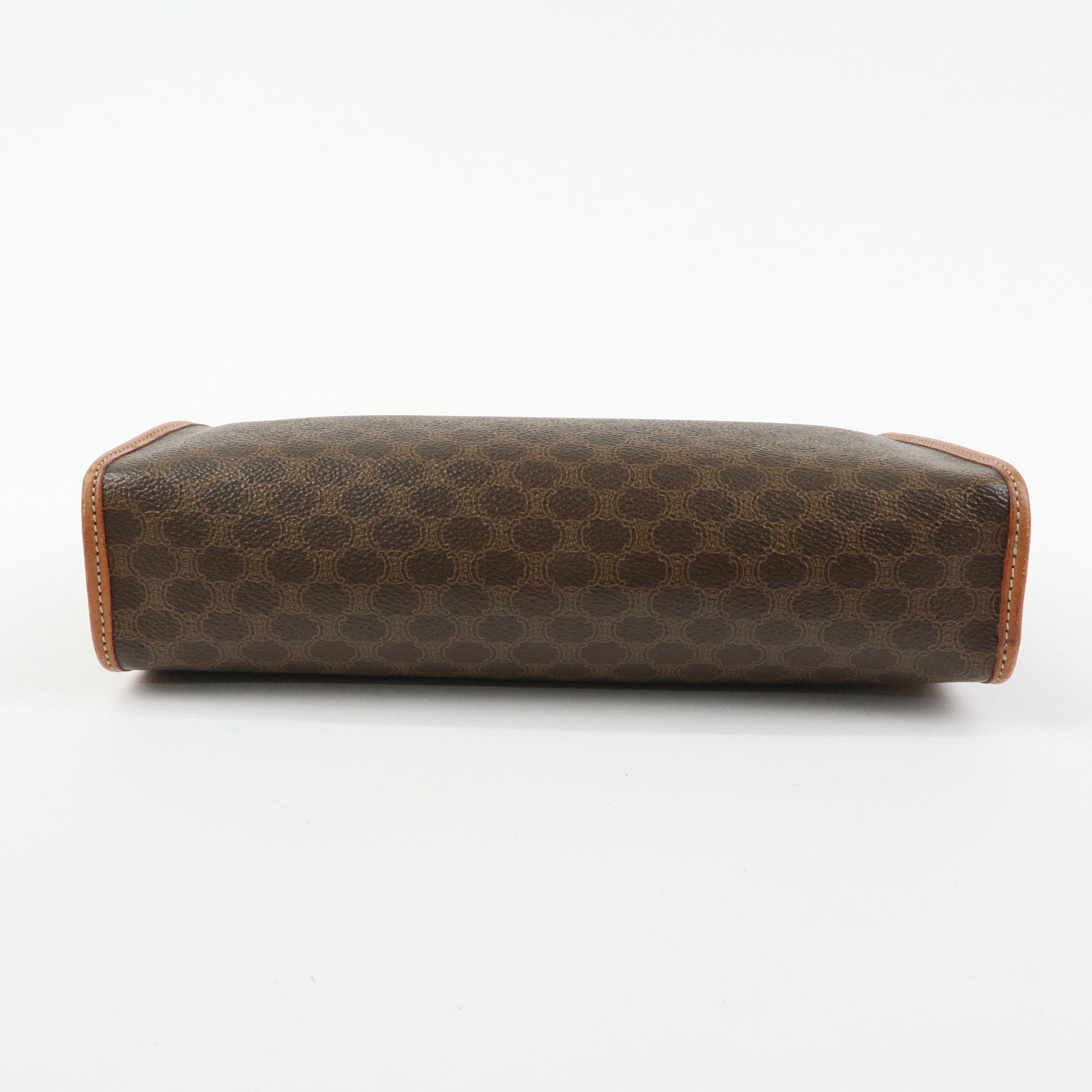 CELINE Macadam PVC Coated Canvas Leather Clutch Bag Pouch Brown