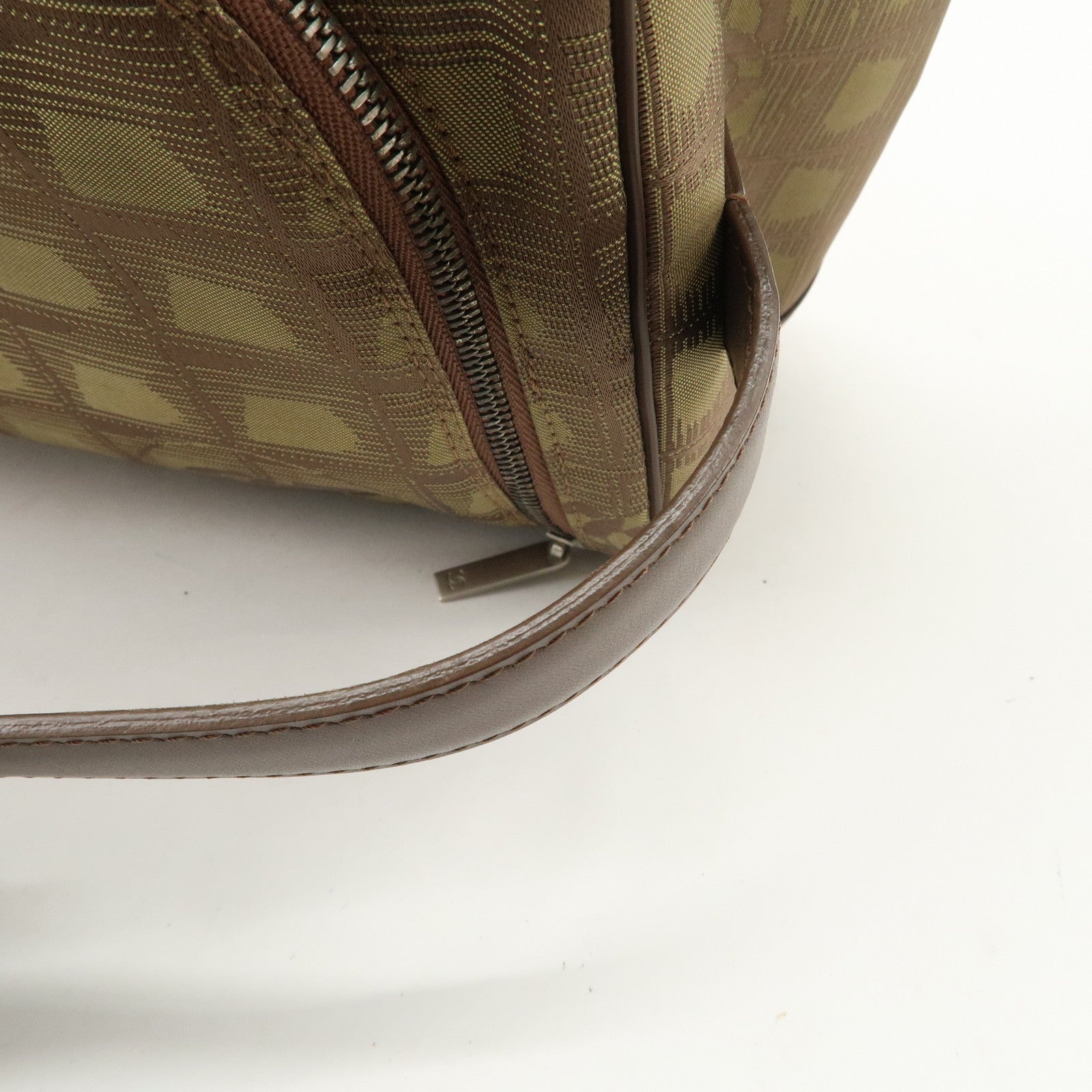 CCHANEL New Travel Line Nylon Jacquard Leather Vanity Bag Khaki A15829 Used