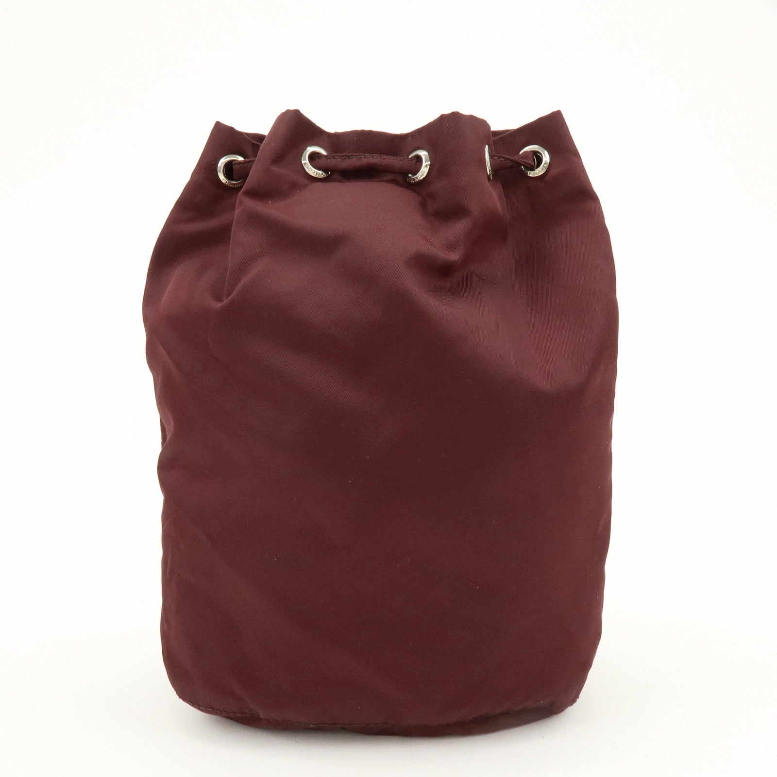 PRADA Triangle Logo Nylon Saffiano Leather Drawstring Pouch Bag