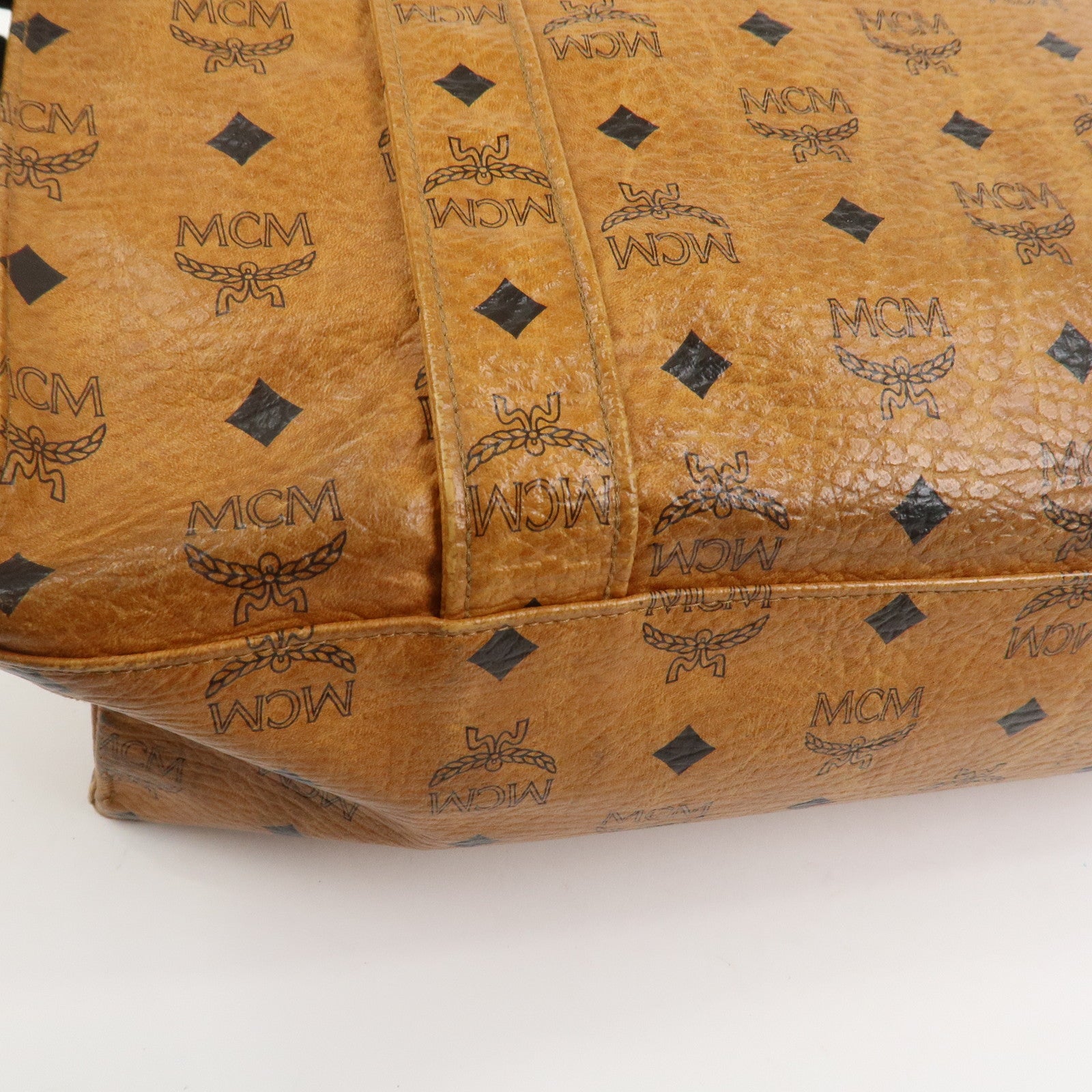 MCM Visetos Leather Tote Bag Shoulder Bag Hand Bag Brown