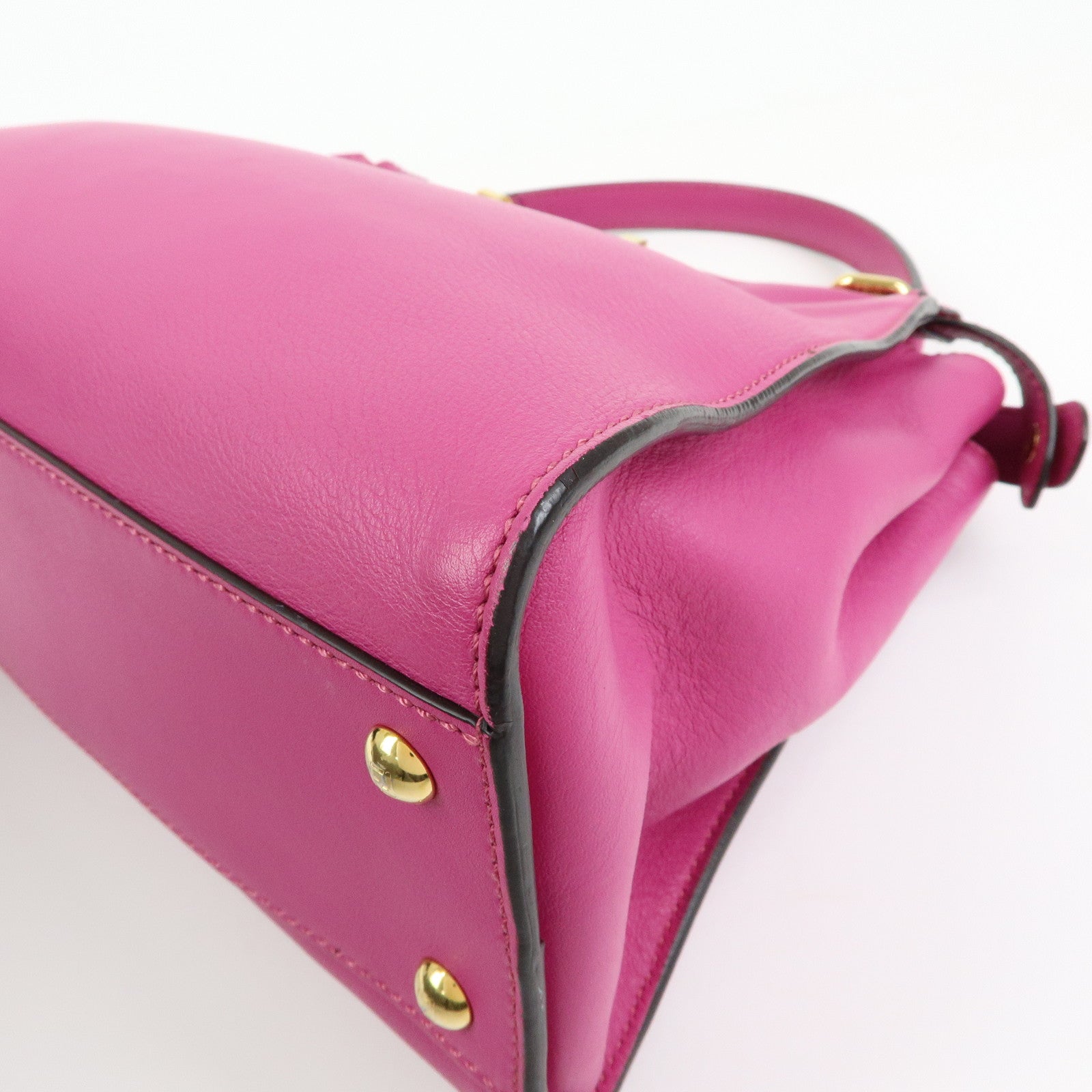 FENDI Peekaboo Leather 2Way Bag Hand Bag Shoulder Bag Pink 8BN290