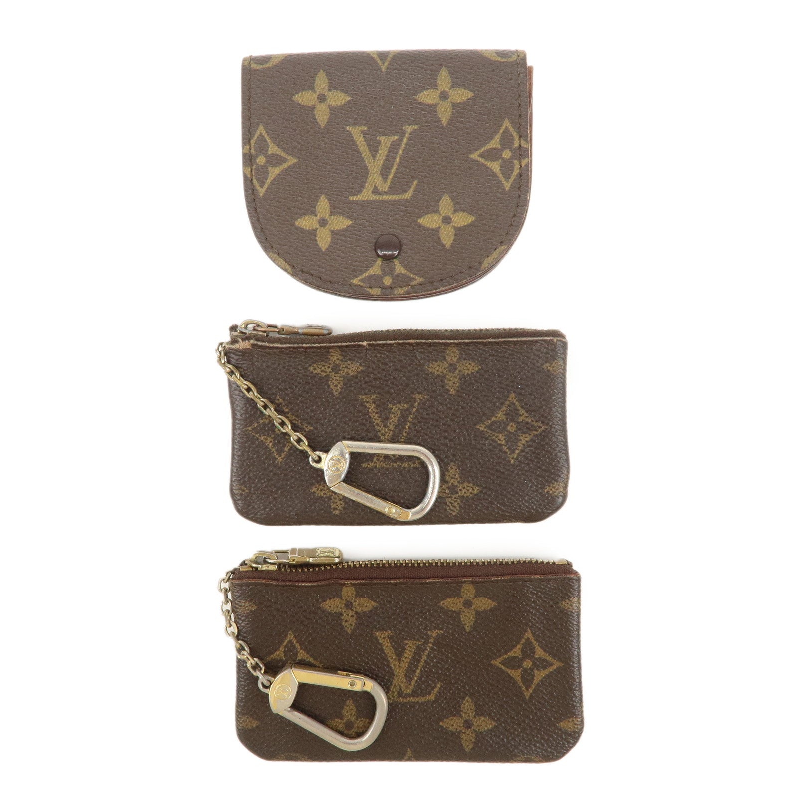 Louis Vuitton Monogram Set of 3 Coin Case M62650 M61970 Used