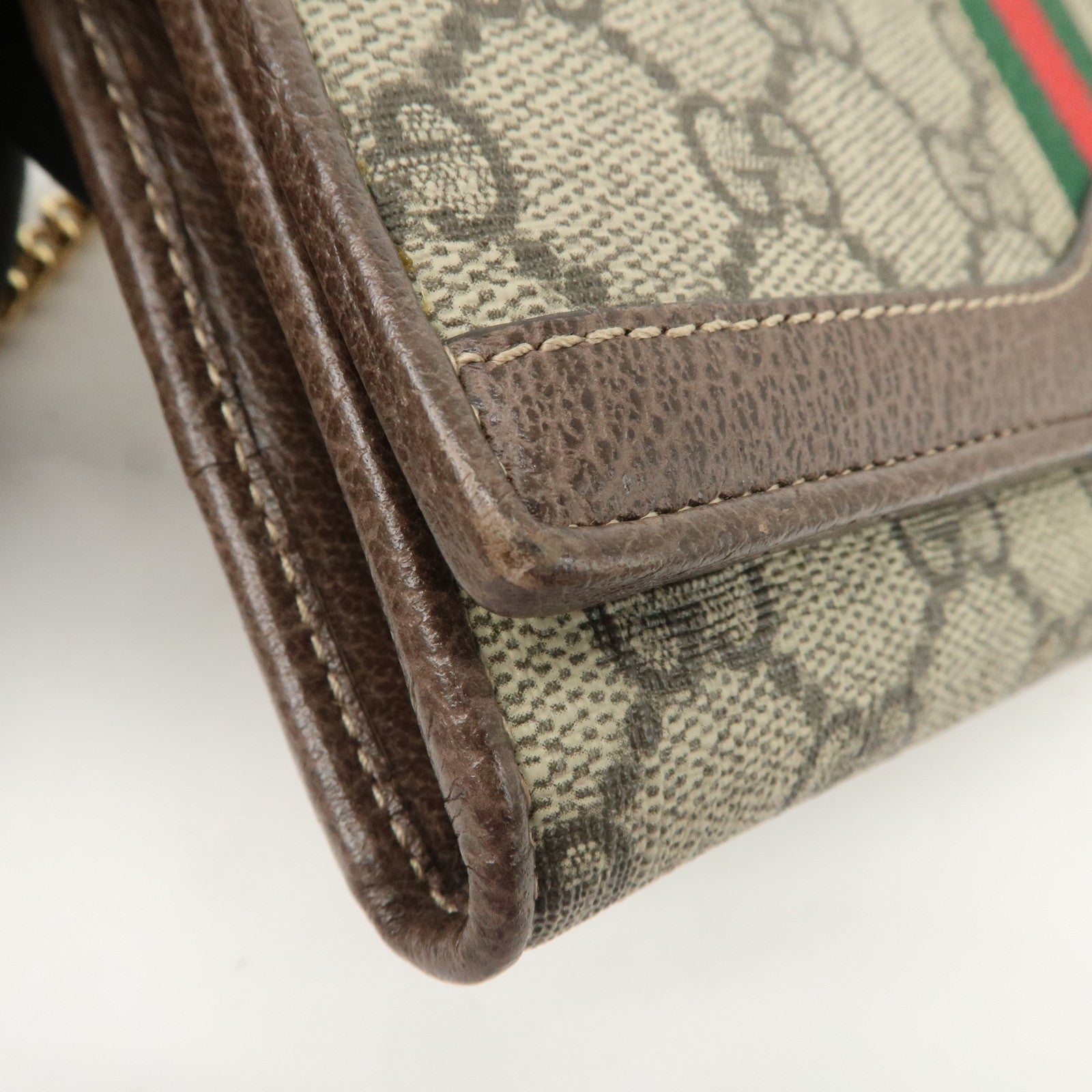 GUCCI Ophidia GG Supreme WOC Chain Wallet Long Wallet Brown 546592