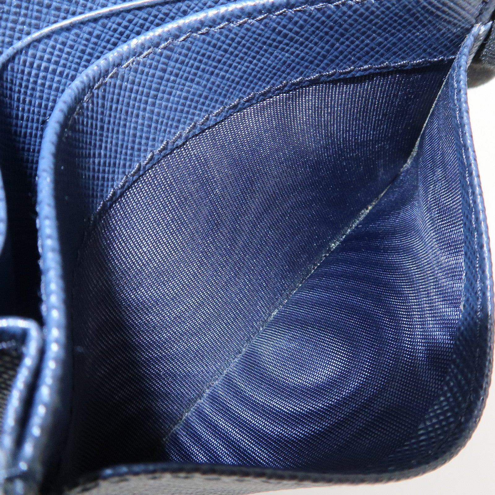 PRADA Saffiano Leather Card Case Card Holder Navy 2MC122