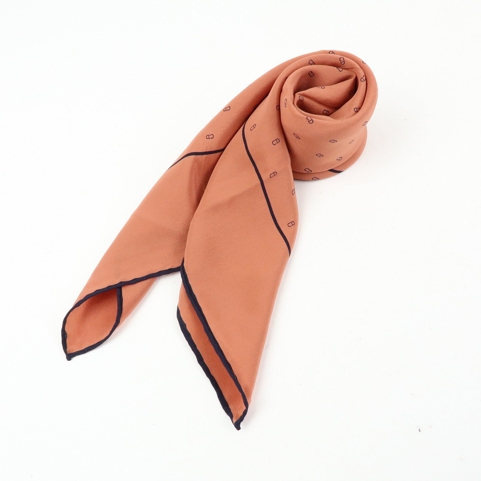 Christian Dior CD Logo Silk 100% Scarf Brown Black