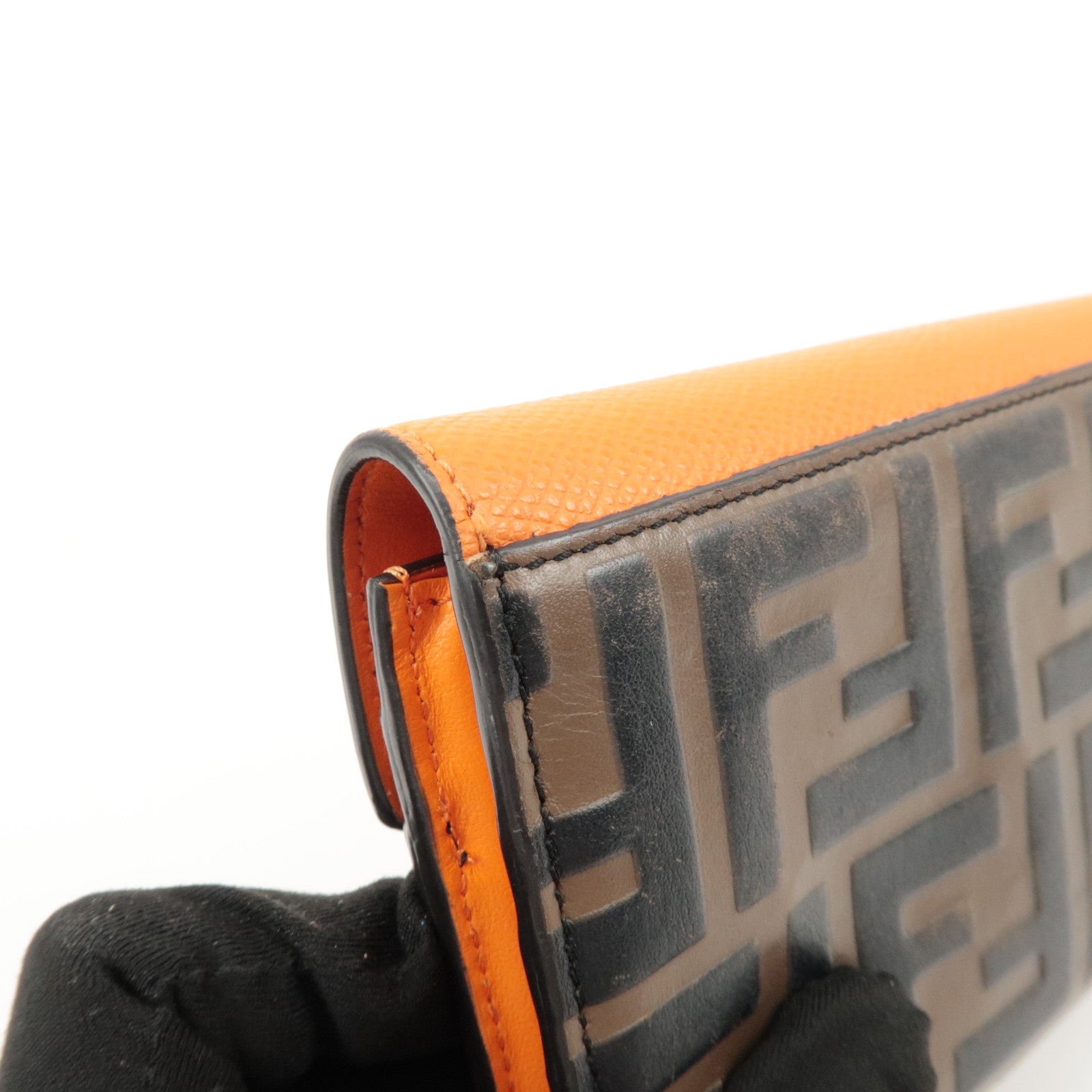 FENDI Zucca Baguette Continental Wallet 8M0251 Brown Orange 8M0251 Used