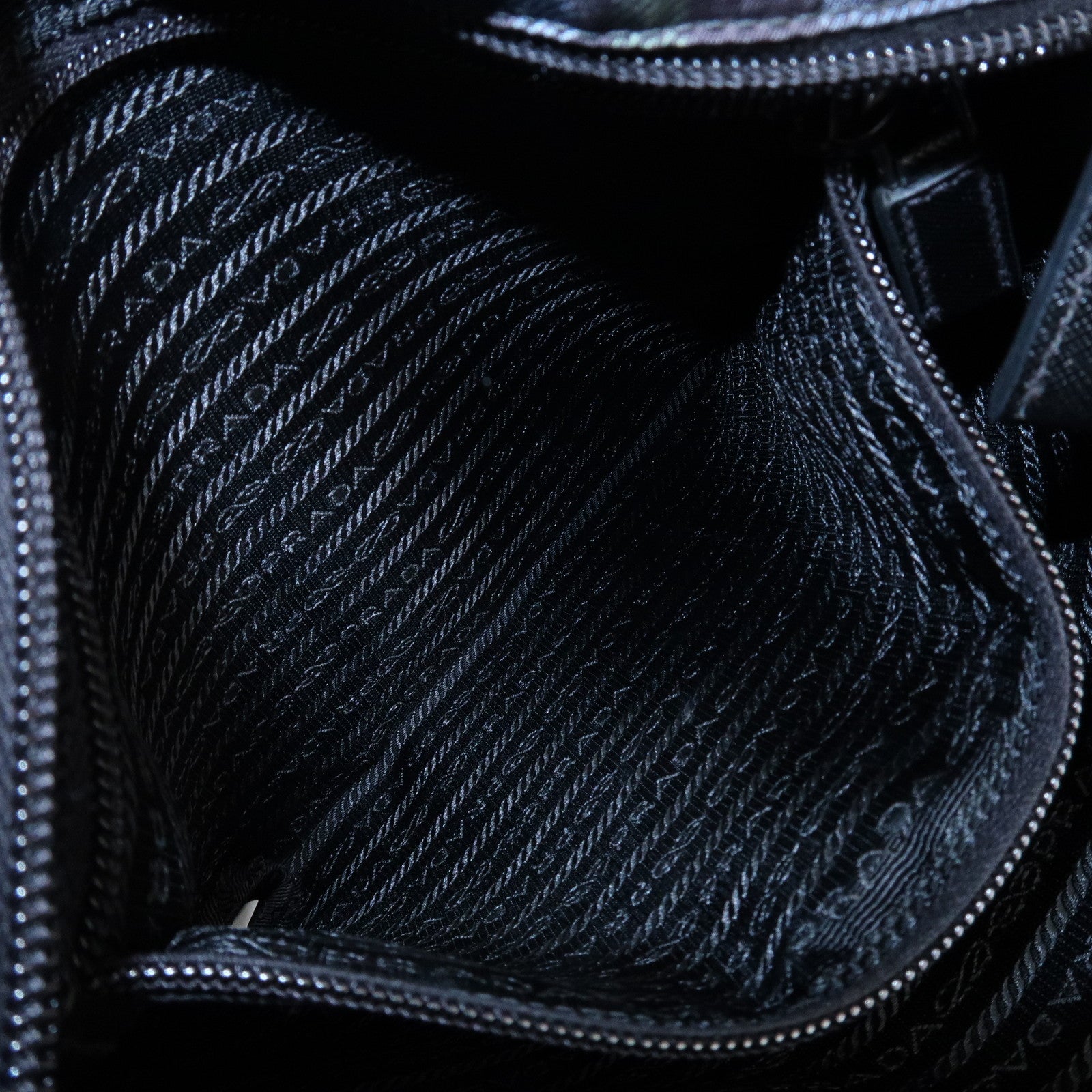 PRADA Triangle Logo Nylon Plaid Shoulder Bag Navy Multicolor VA053M Used