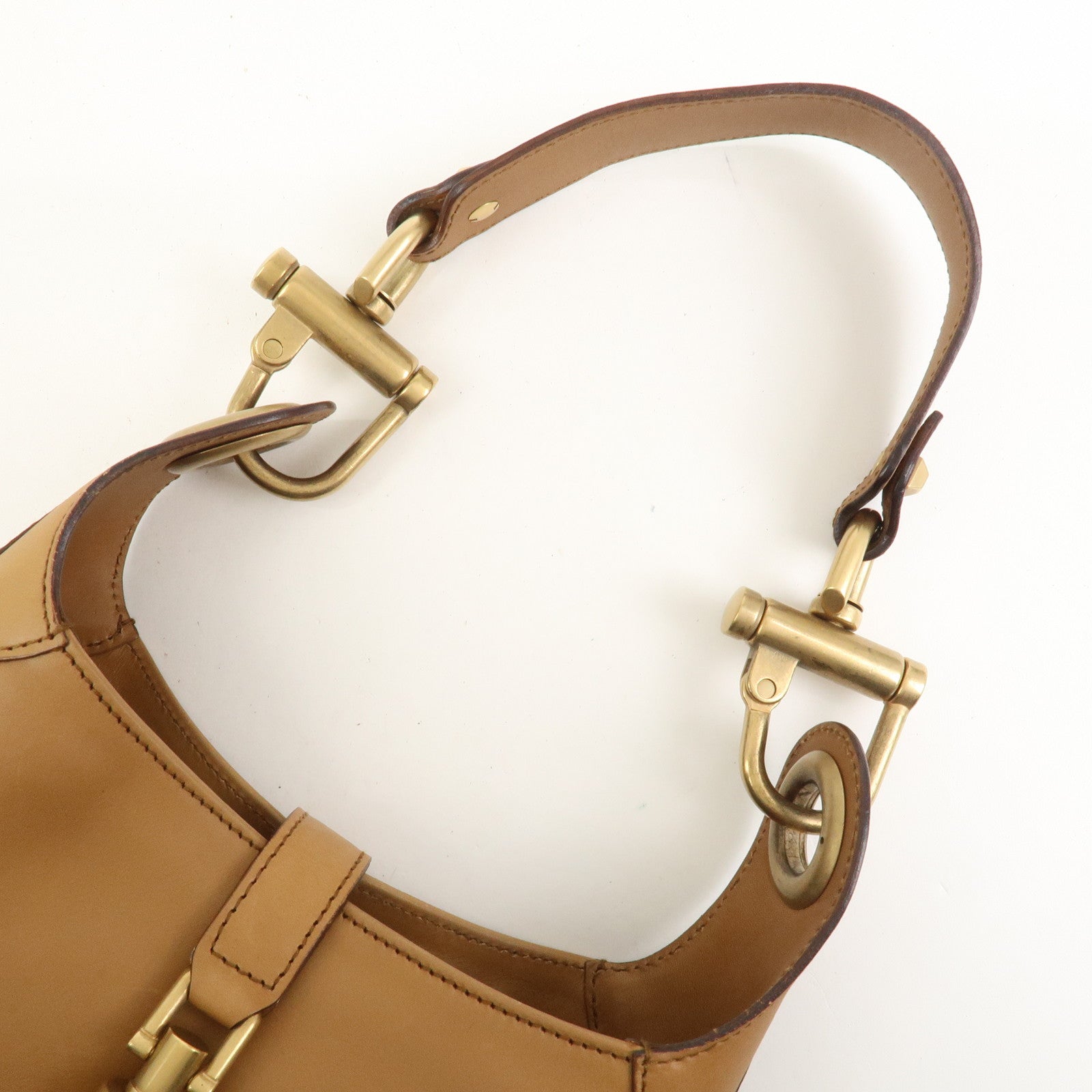 GUCCI New Jackie Leather Shoulder Bag Hand Bag Brown120885