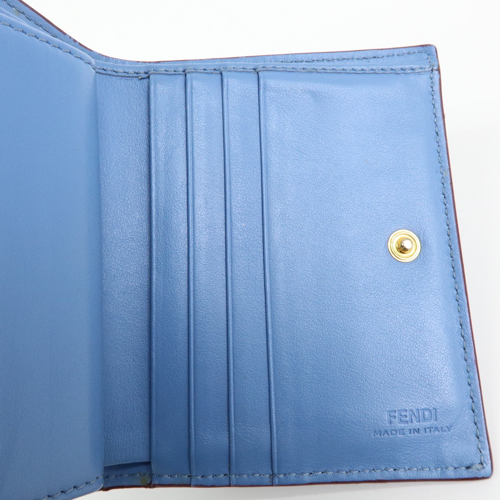 FENDI F is FENDI Leather Bi-fold Compact Wallet Gray 8M0387