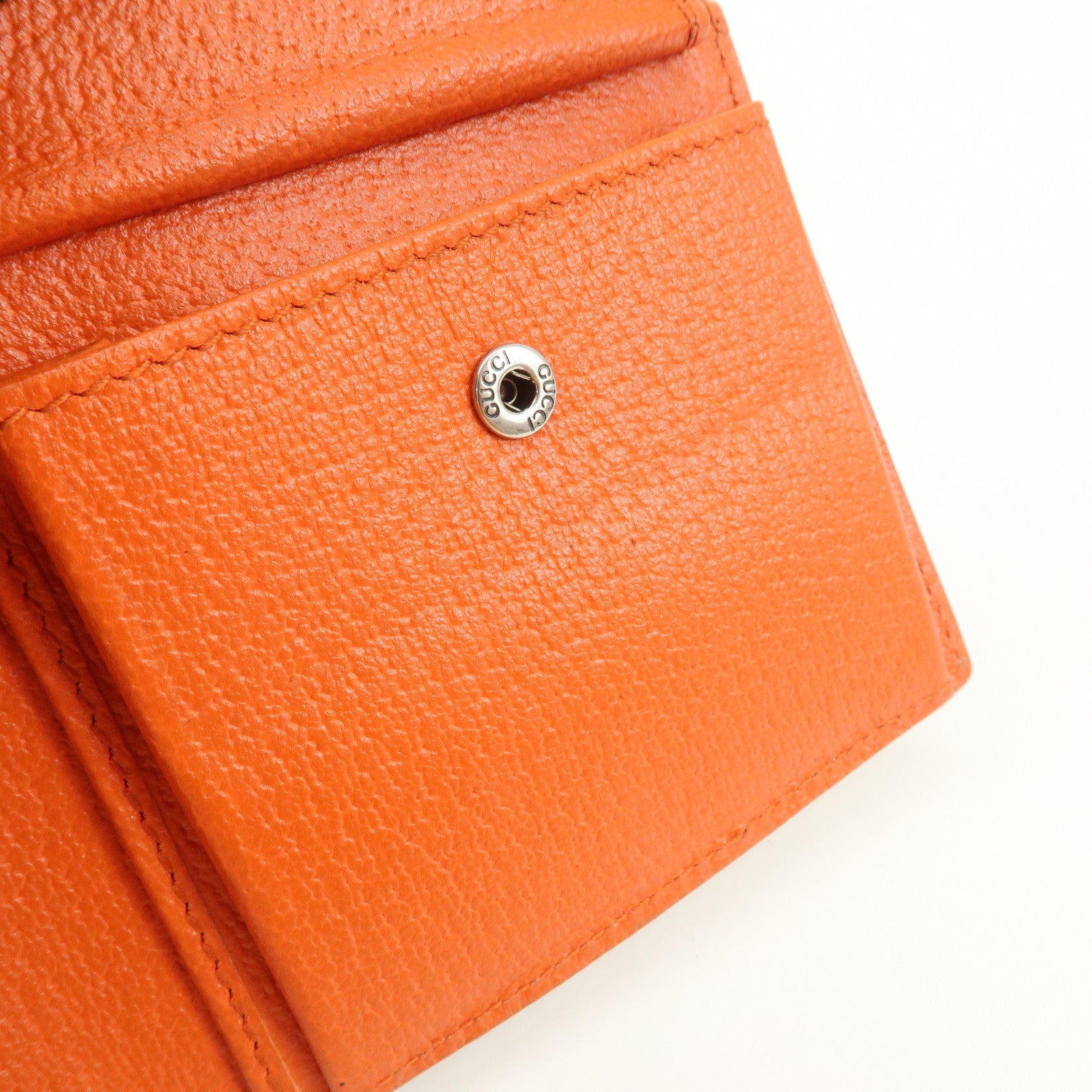 GUCCI GG Supreme Compact Bi-fold Wallet Beige Orange 768244