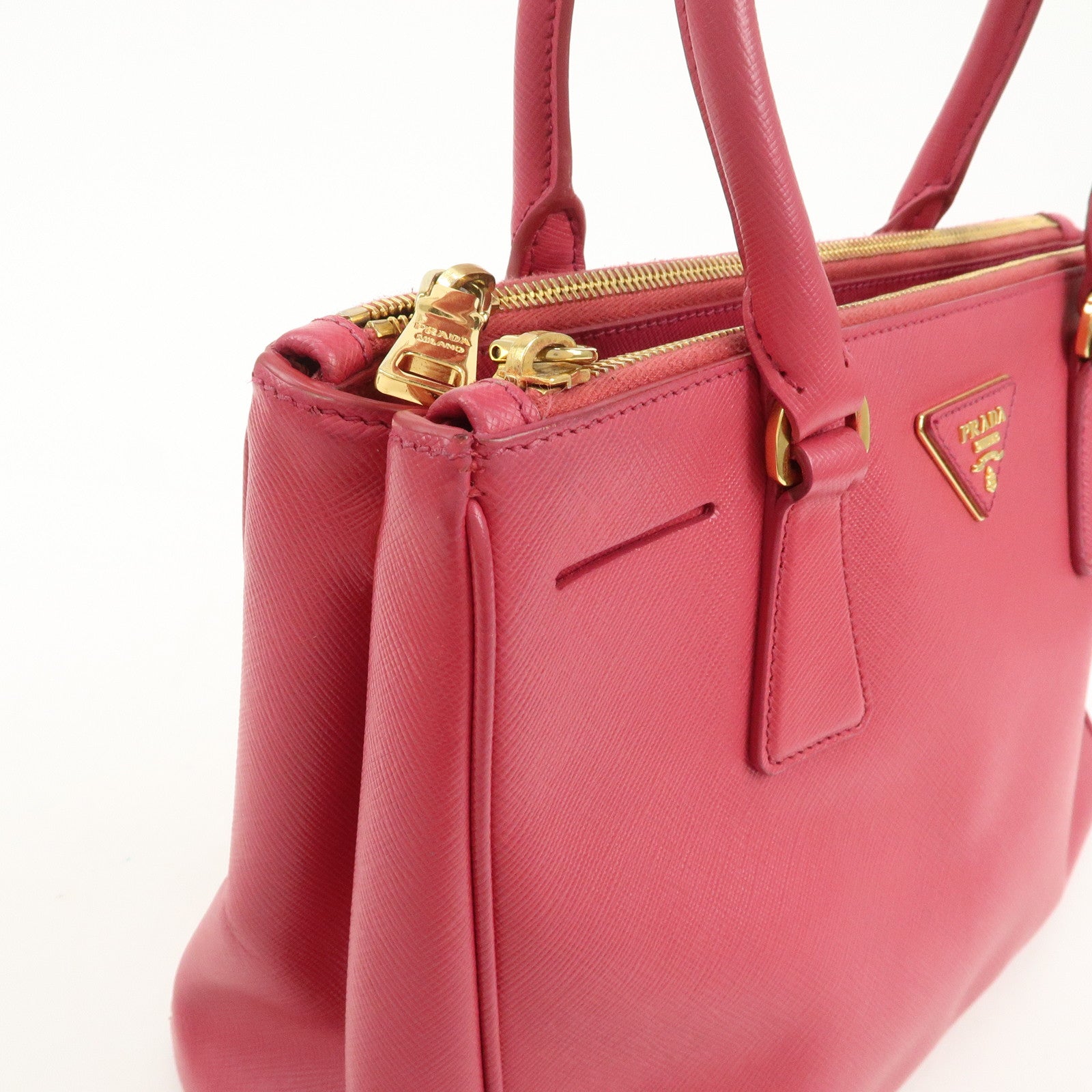 PRADA Triangle Logo Saffiano Leather 2Way Bag Hand Bag Pink BN1801
