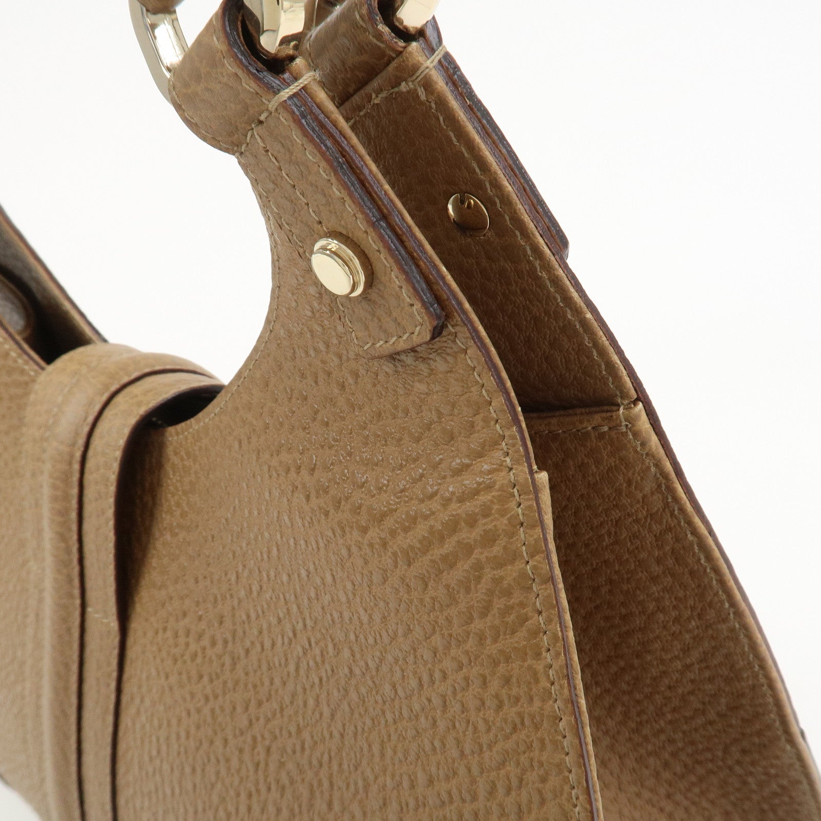 GUCCI Leather Shoulder Bag Hand Bag Brown 130995