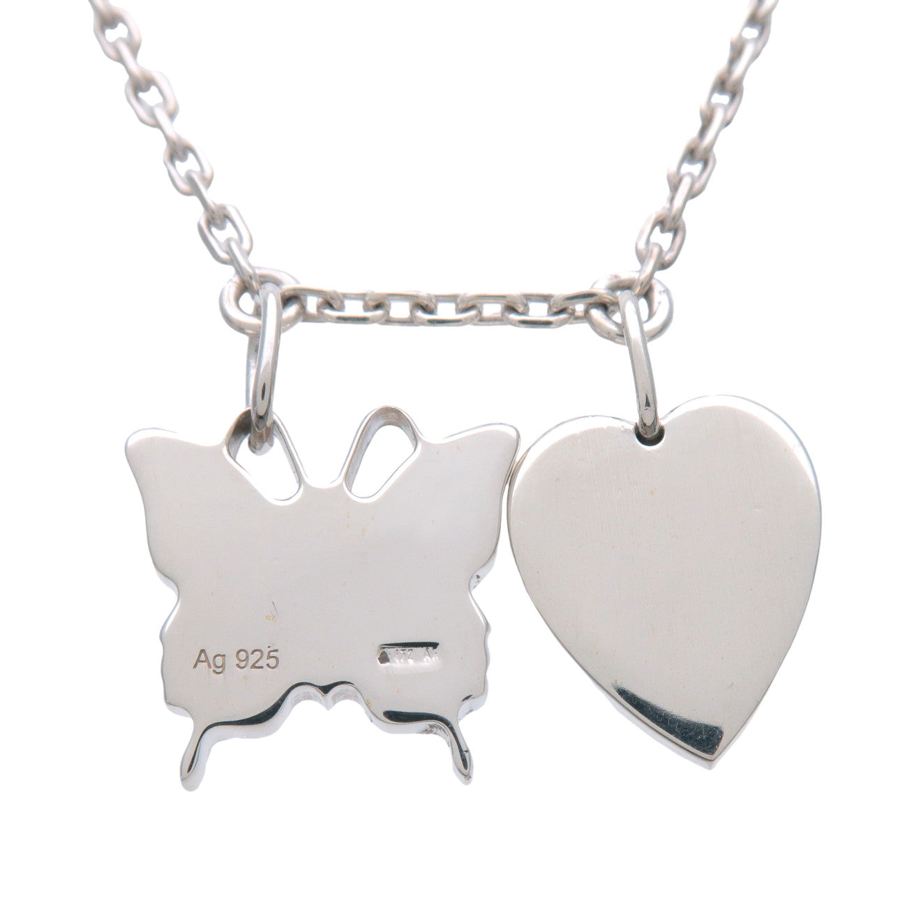 GUCCI Butterfly Heart Motif Necklace SV925 Silver 223983