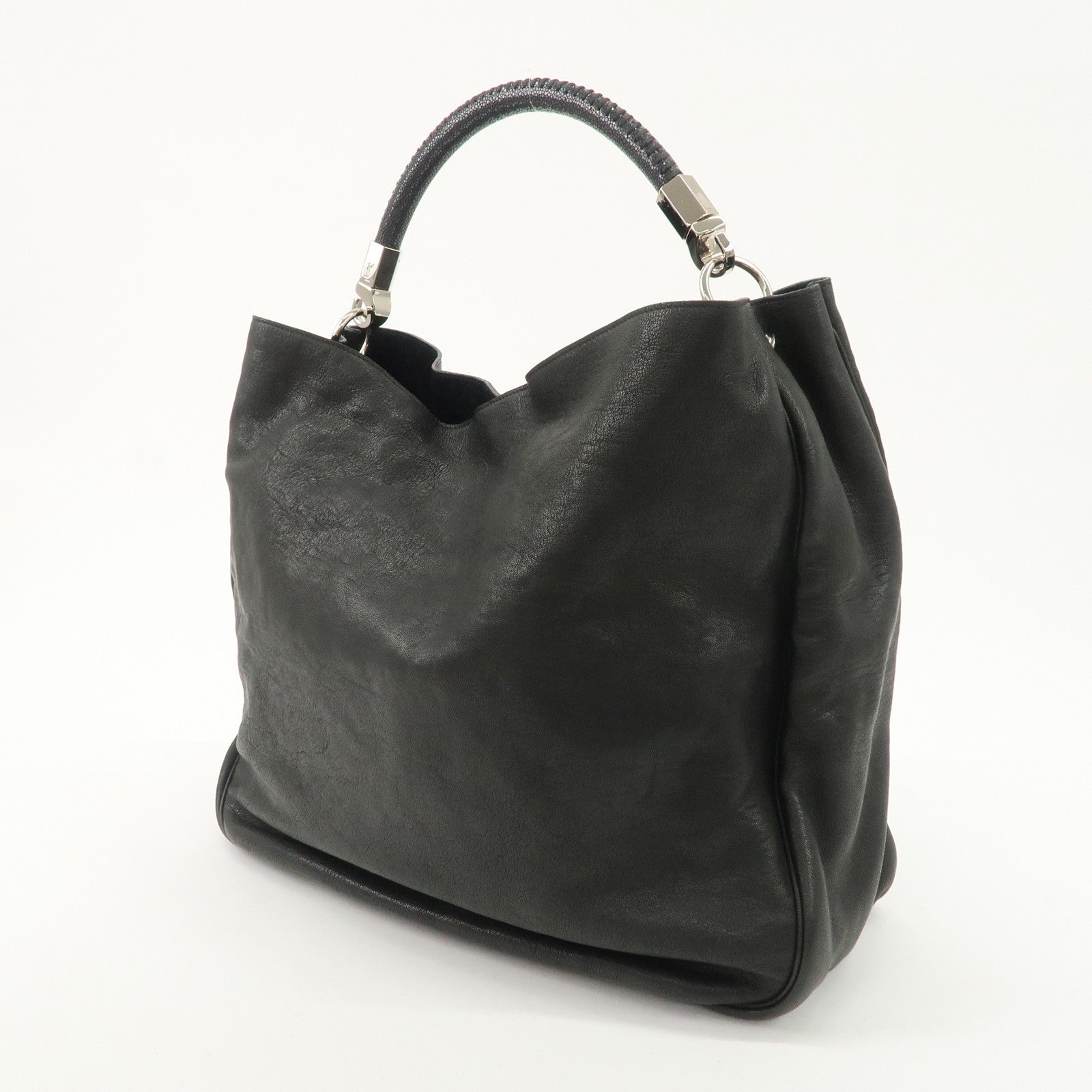 SAINT LAURENT Lody Leather Suede Shoulder Bag Hand Bag Black Used