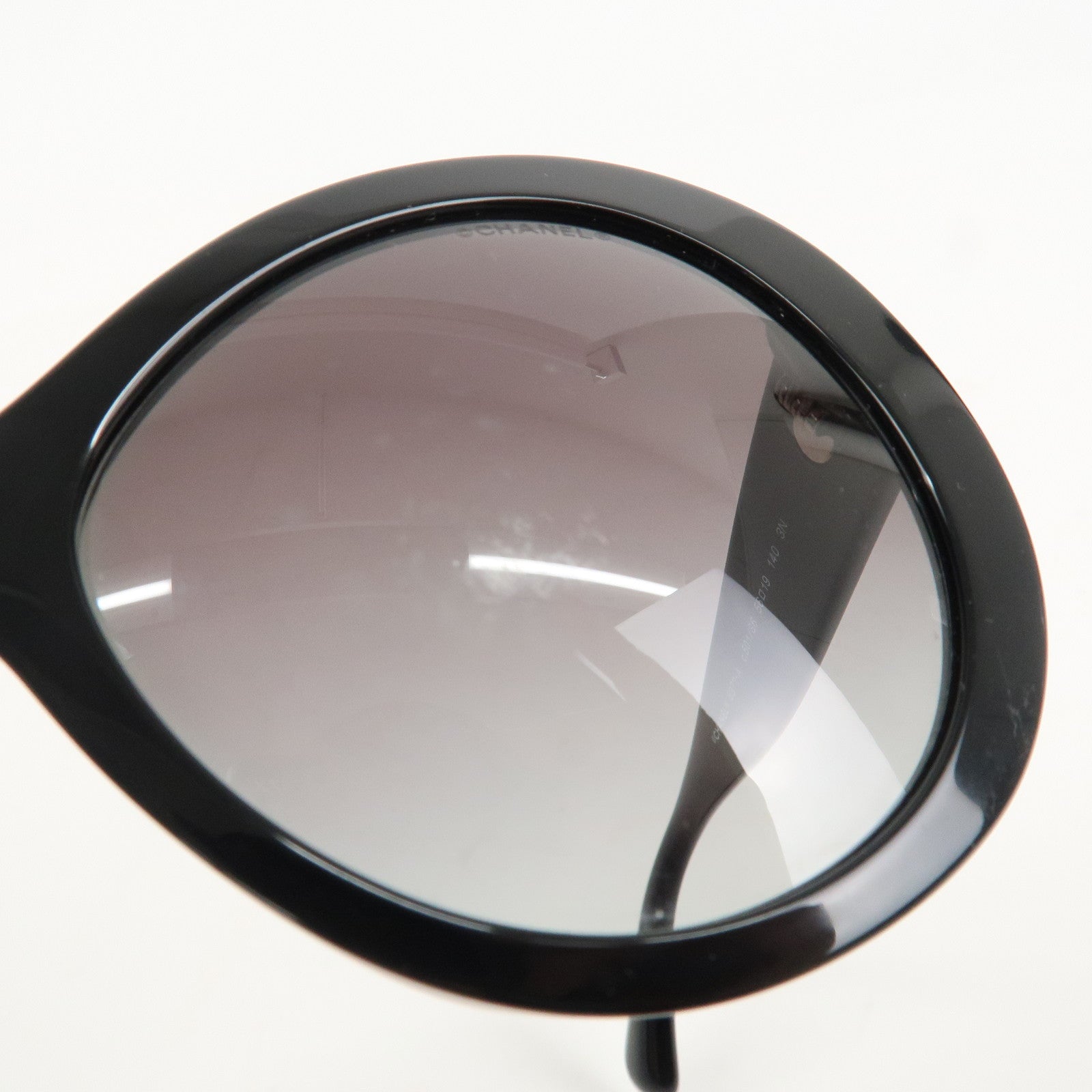 CHANEL COCO Mark Plastic Sunglasses 56□19 Black 5372-A Used