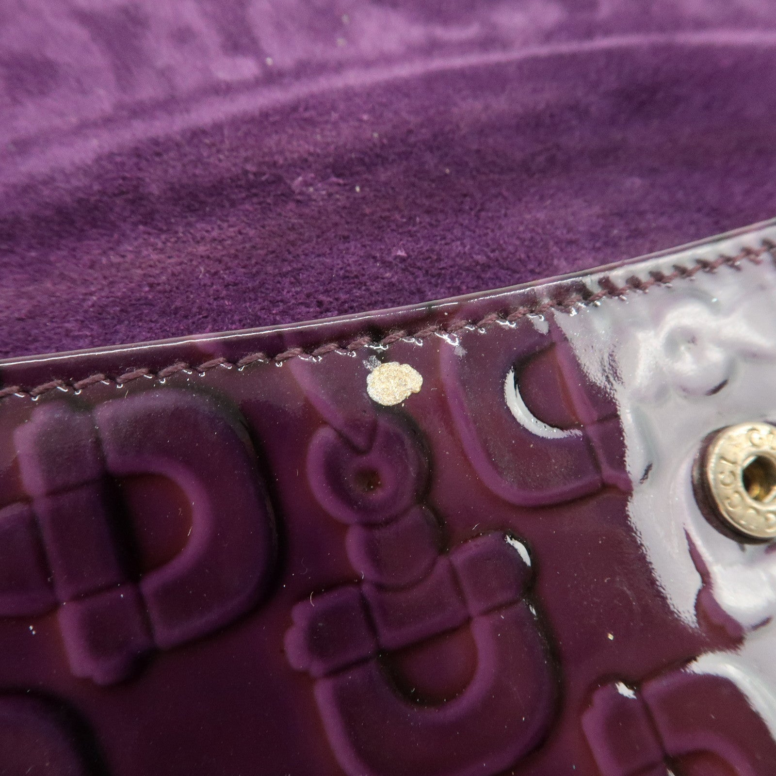 GUCCI New Jackie Logo Patent Leather Long Flap Wallet Purple 141430