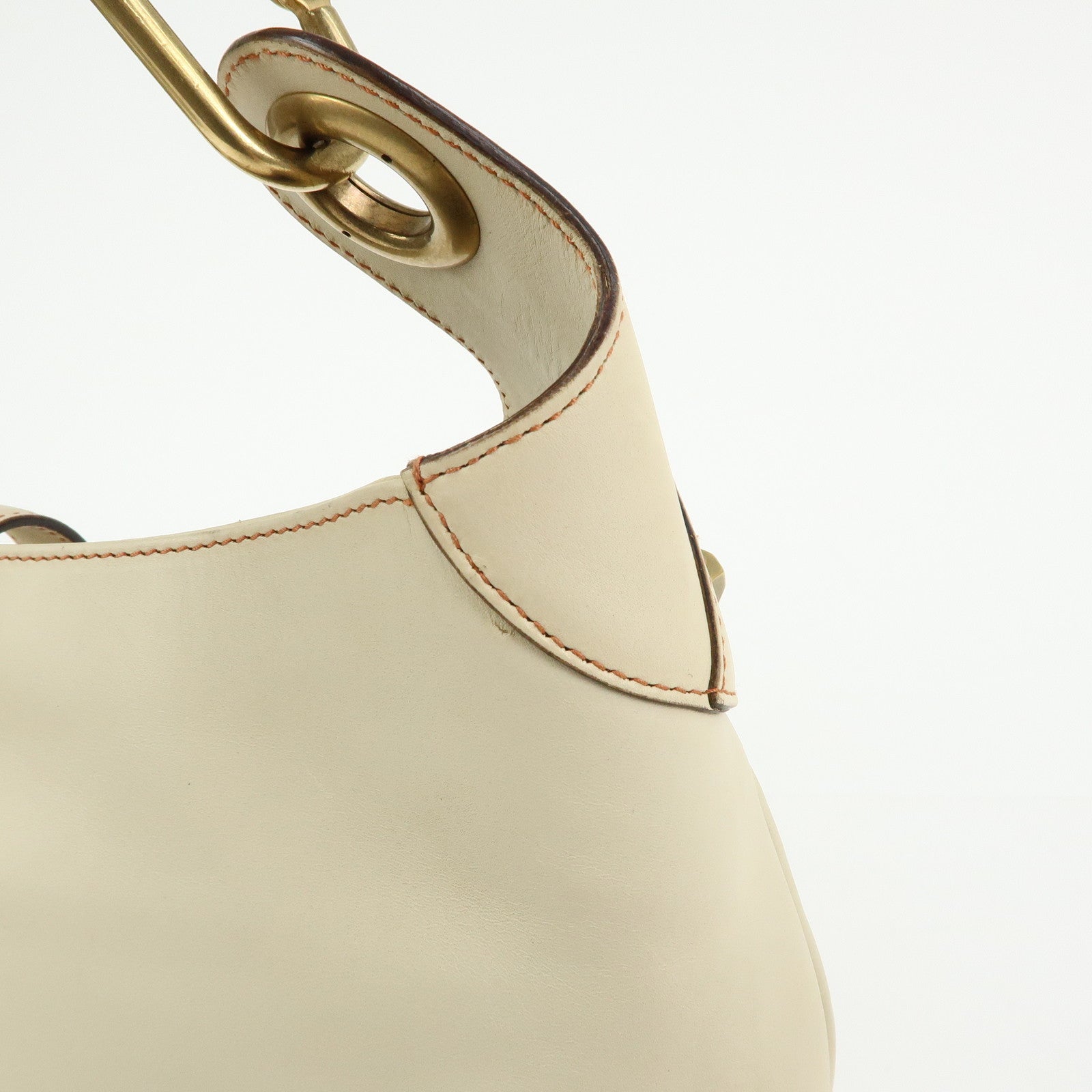 GUCCI Jackie Leather Shoulder Bag Hand Bag Studs Ivory 120888