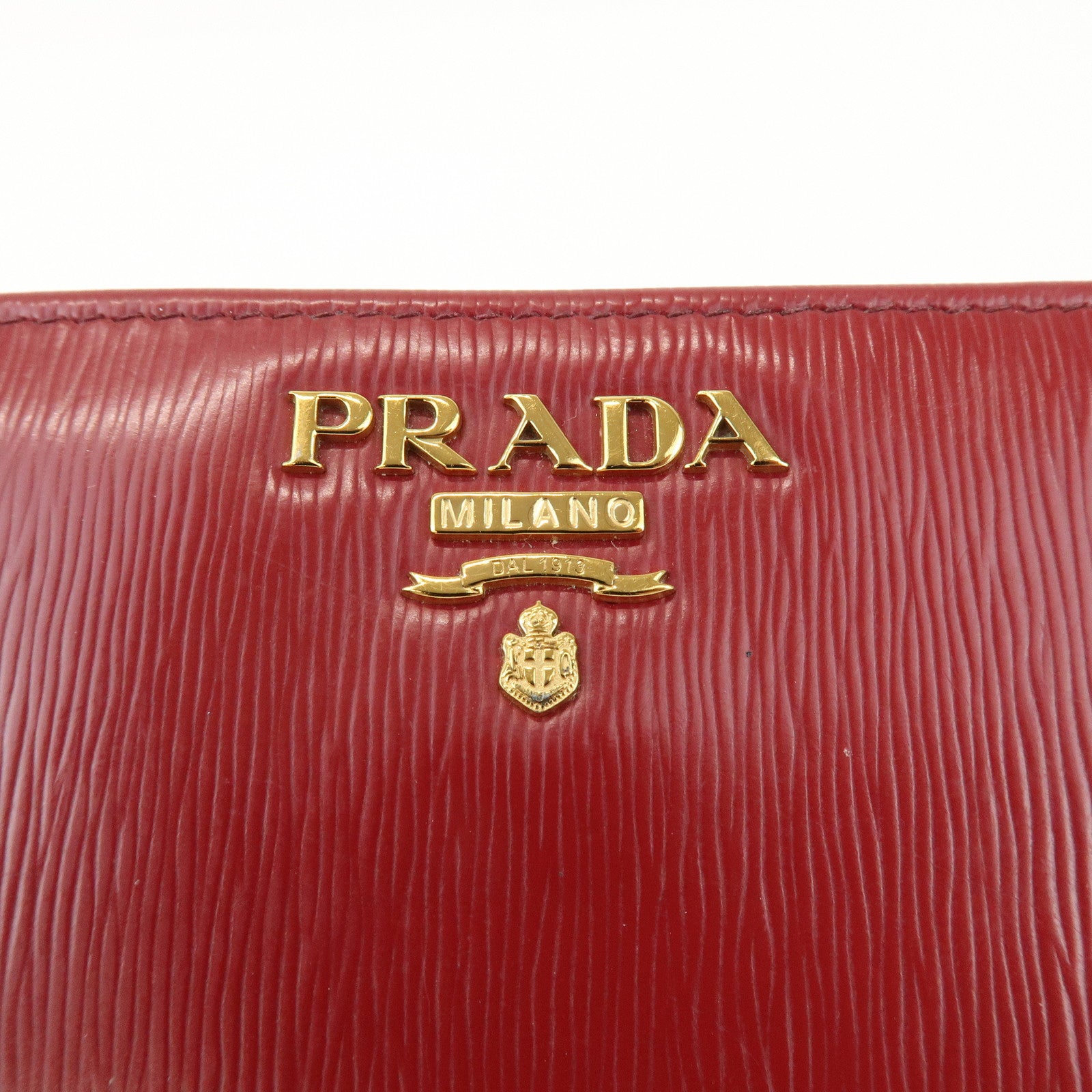 PRADA Vitello Move Leather Compact Bi-fold Wallet Red 1ML018