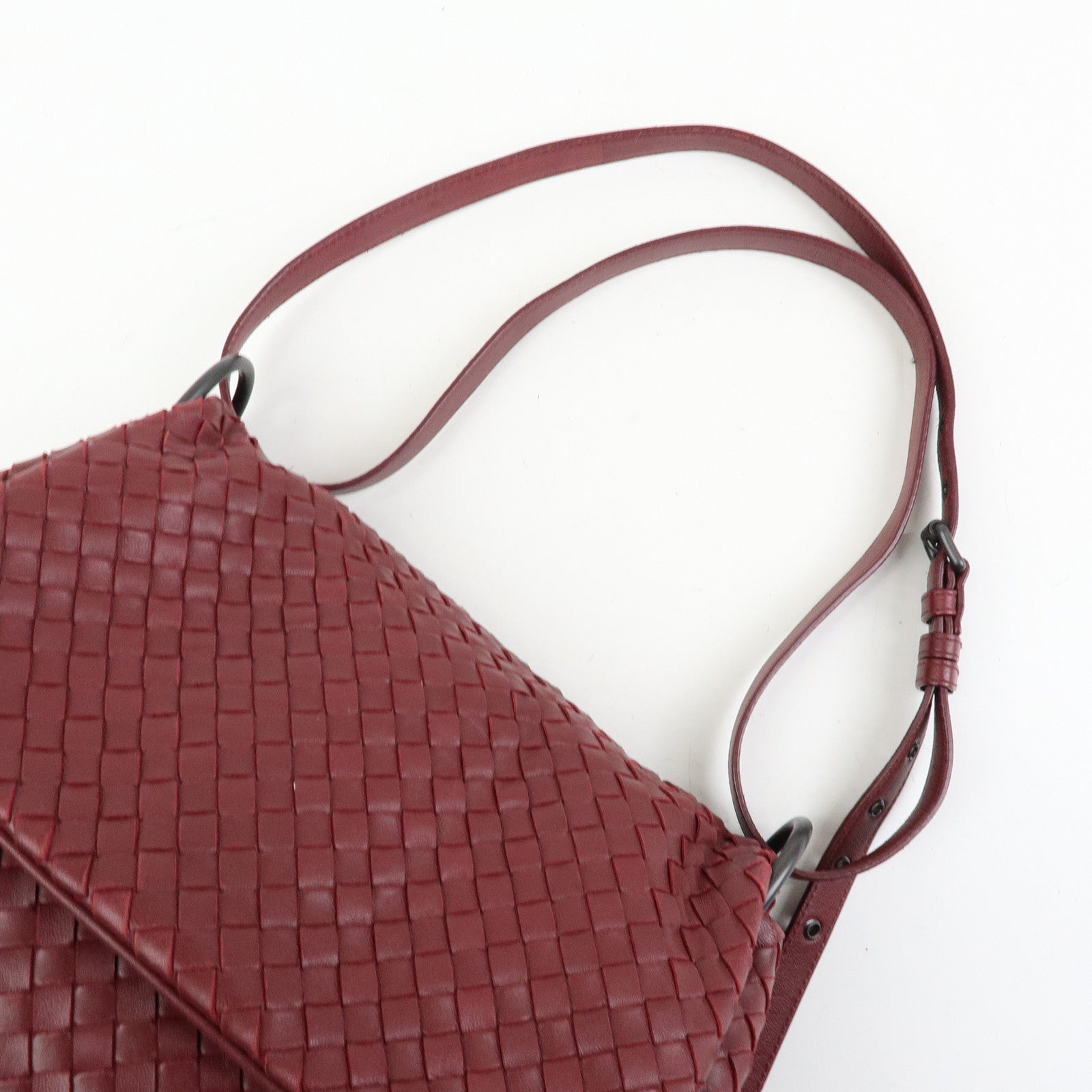 BOTTEGA VENETA Intrecciato Leather Shoulder Bag Bordeaux