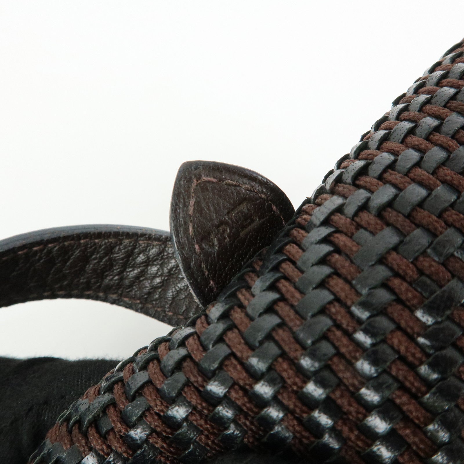 HERMES Amedaba Diago GM Polyester Leather Tote Bag Brown Black