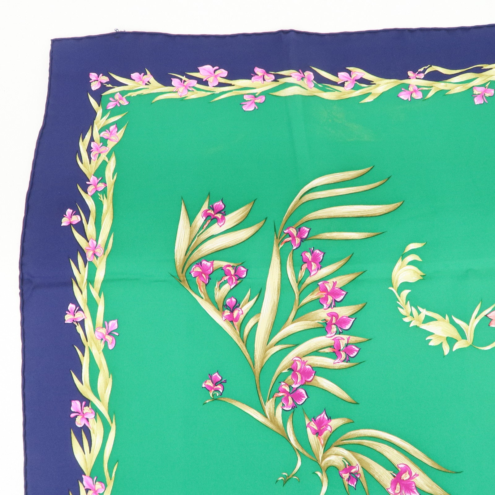 HERMES Carre 90 Silk 100% Scarf H.d'Origny Green