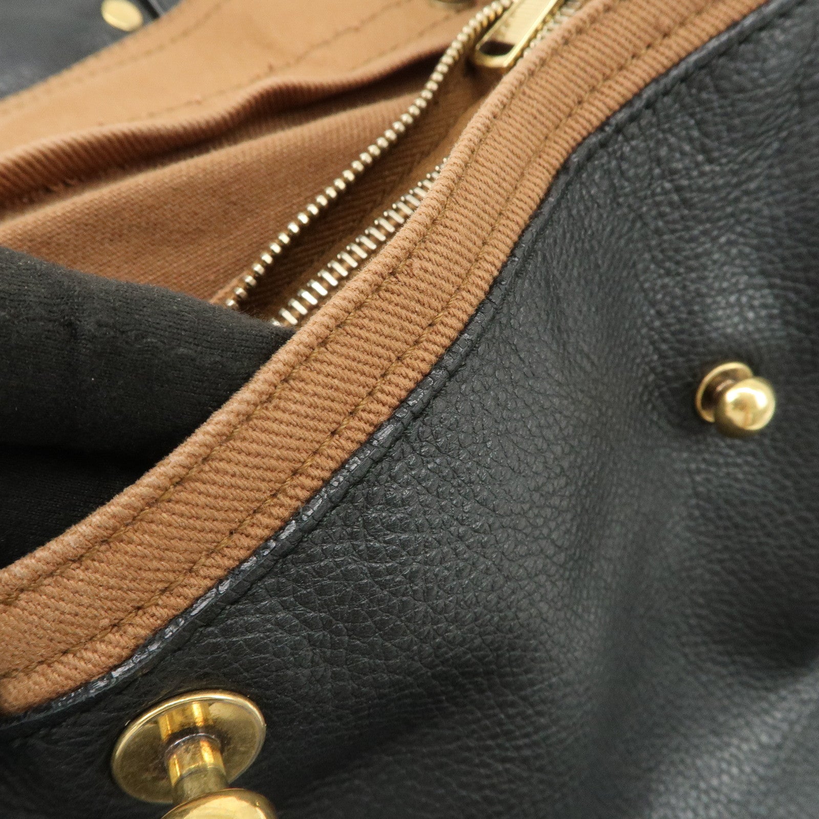 SAINT LAURENT Leather Shoulder Bag Black Brown Gold HDW 229680