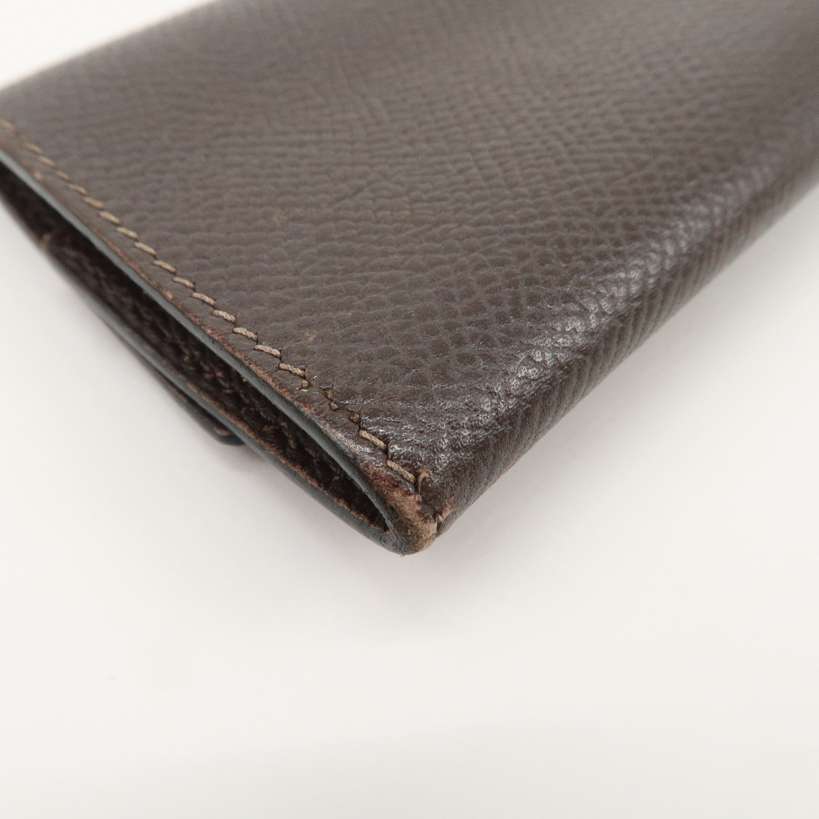 HERMES Etui Cles 4 Veau Epsom Leather L Stamped Key Case Dark Brown