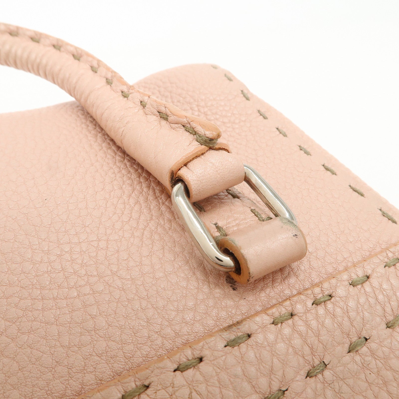 FENDI Selleria Leather Mini Linda Hand Bag Pink Silver HDW 8BR486