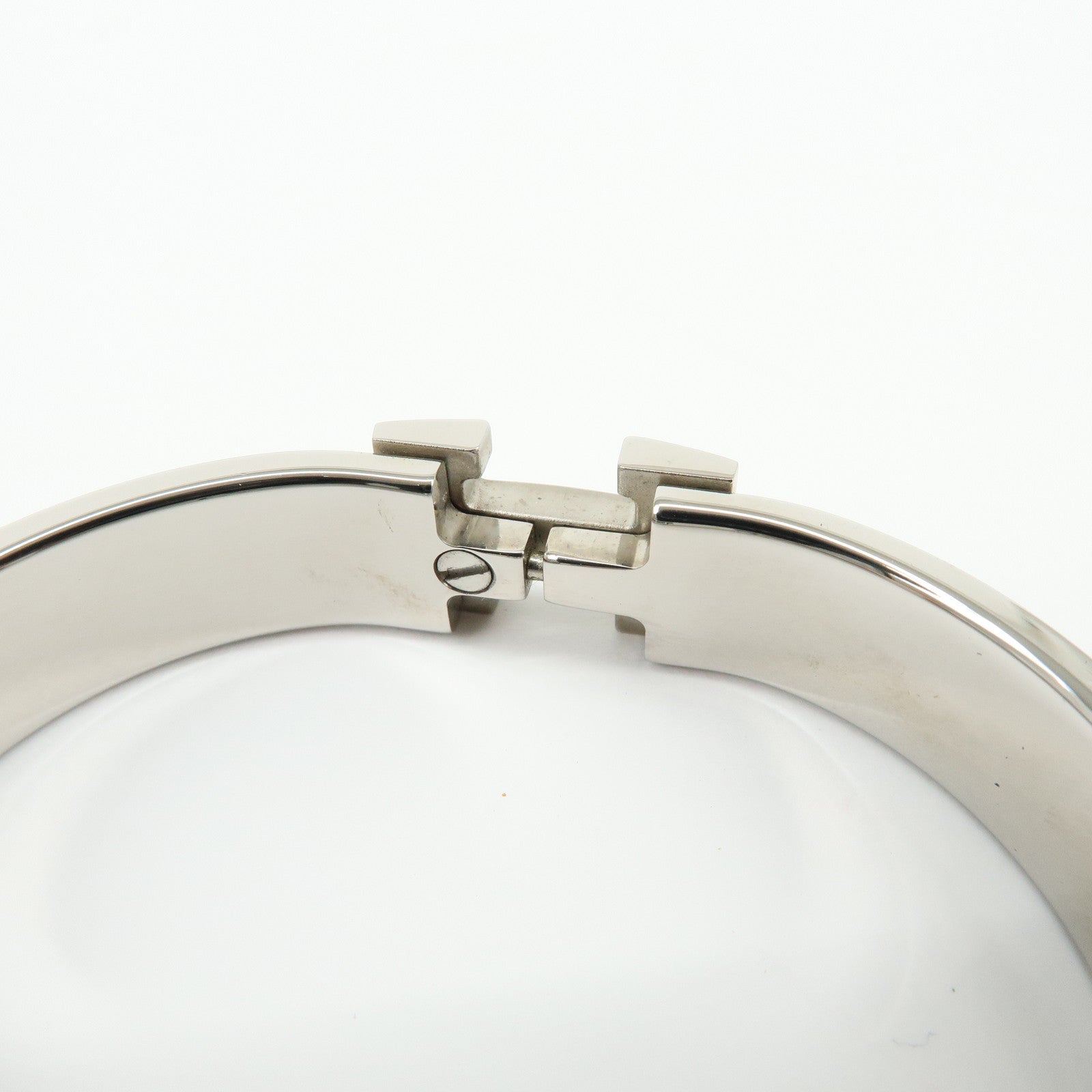 HERMES Clic Clac PM H Logo Metal Bracelet Bangle ▢C Stamped Black