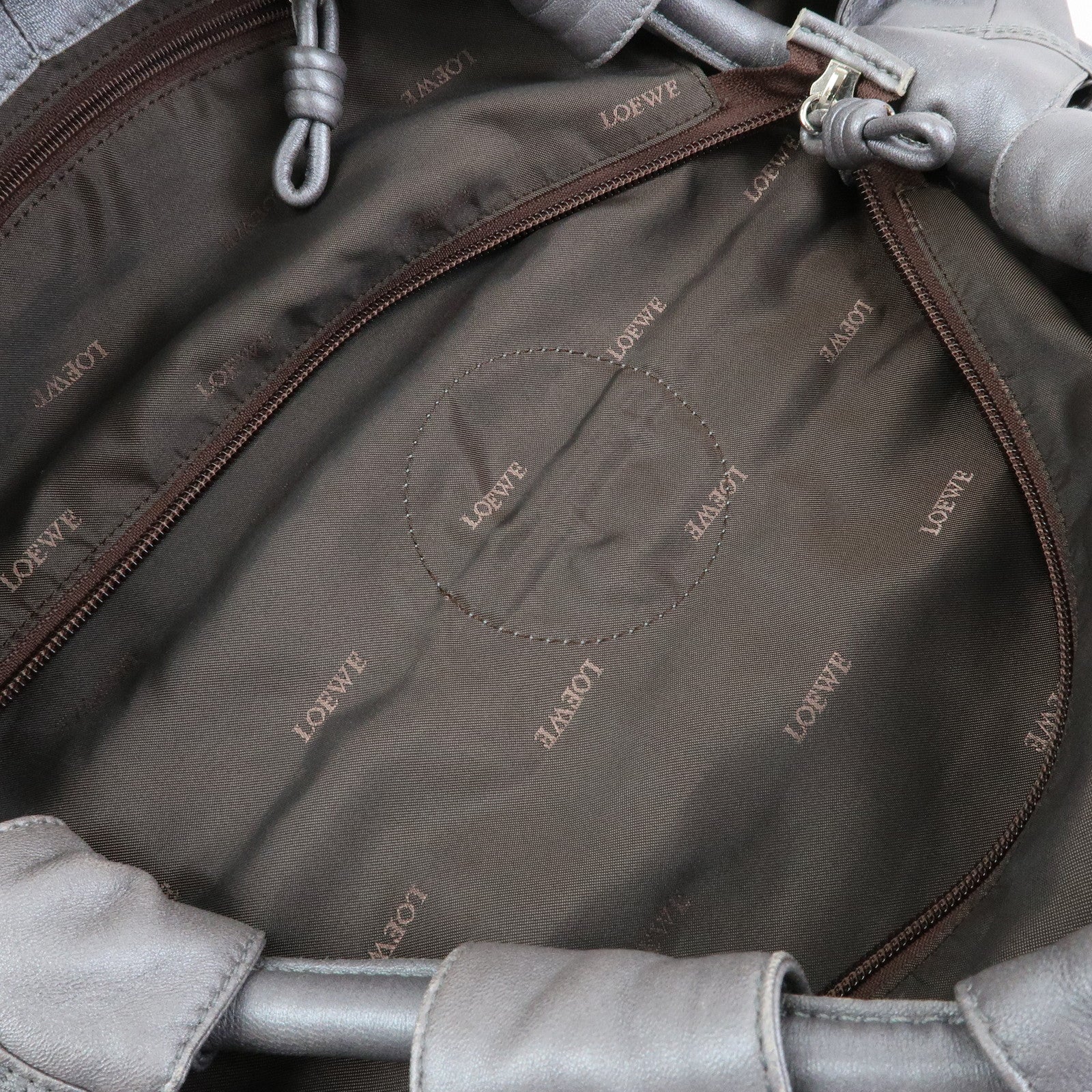 LOEWE Anagram Leather Nappa Aire Hand Bag Tote Bag Gray
