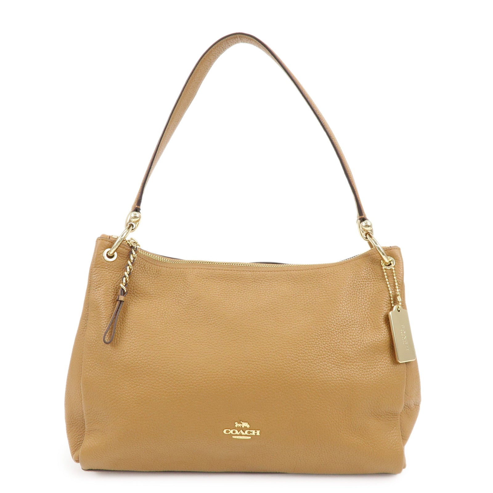 COACH Logo Leather Shoulder Bag Hand Bag Camel COACH Logo Leather Shoulder Bag Hand Bag Camel