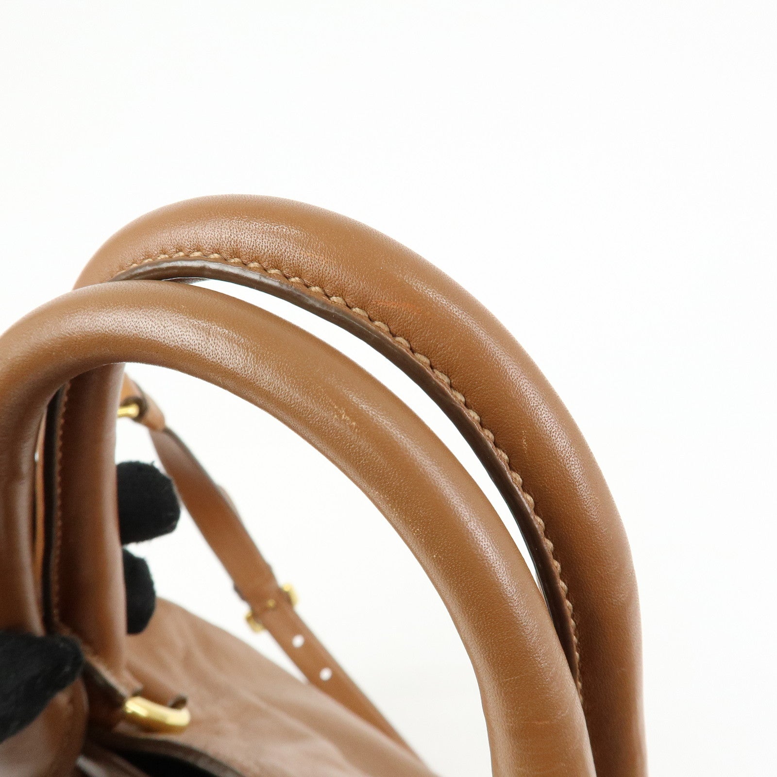 PRADA Logo Leather 2Way Tote Bag Shoulder Bag Brown BN1713