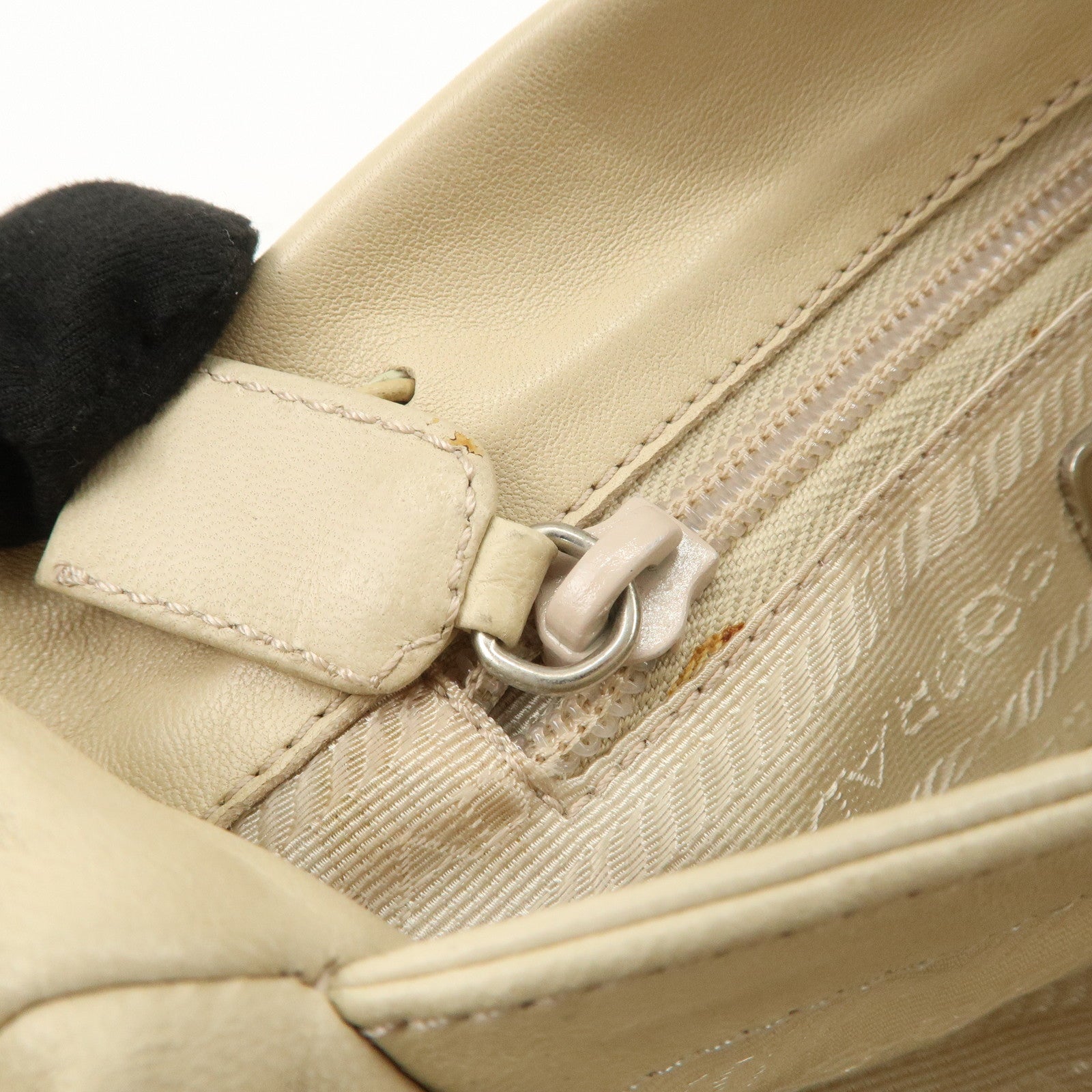 PRADA Nappa Leather Hand Bag Shoulder Bag Ivory